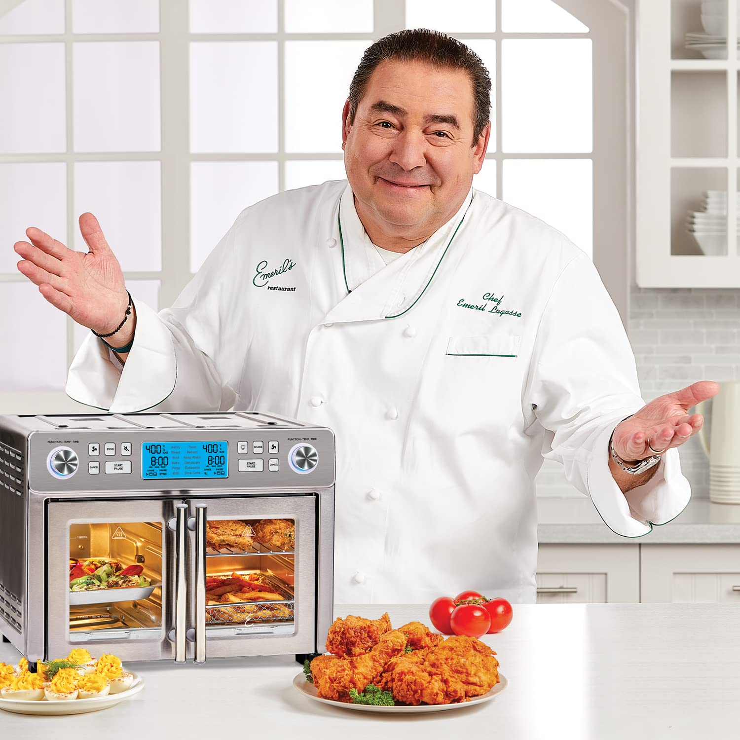 Emeril Lagasse Dual Zone 360 Air Fryer Oven Combo, 25 QT Extra Large, Stainless Steel, Model 4-00718-02X