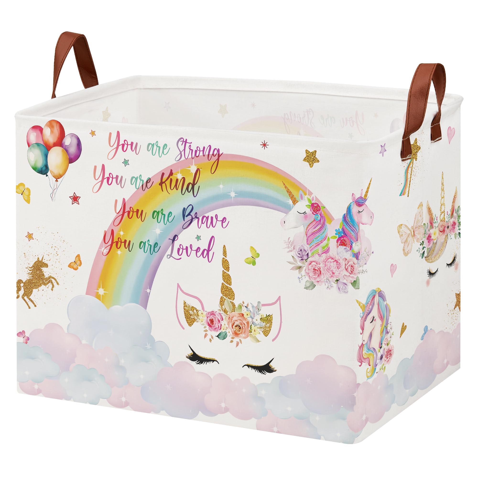 Xhwzof Unicorn Gift Bag Pink Kids Laundry Basket Rainbow Cloud Unicorn Nursery Decor Laundry Hamper ,Room Decor For Girls Bedroo