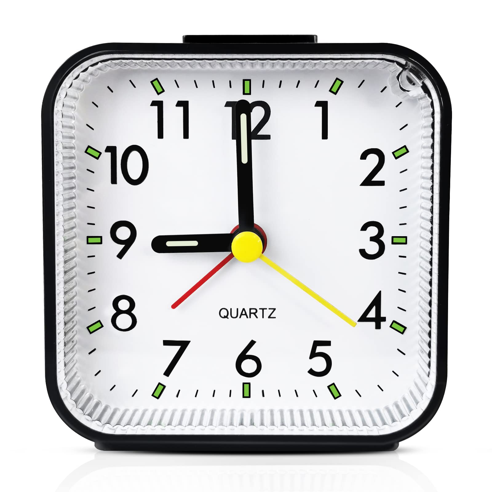 Lamisola Small Battery Operated Analog Alarm Clock, Travel Clock,Quieter Bedside Clocks for Bedrooms Bathroom Shelf Desk,Black