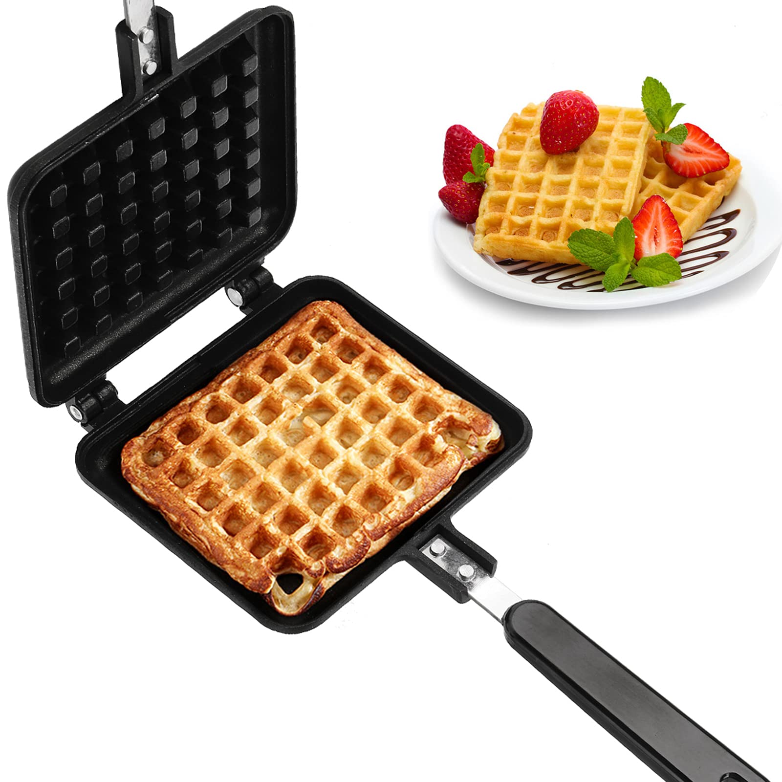 Dicunoy Pan Waffle Maker, Nonstick Waffle Maker Pan, Camp Stove Top Waffle Skillet For Belgian Waffles Sandwich Toaster, Breakfa