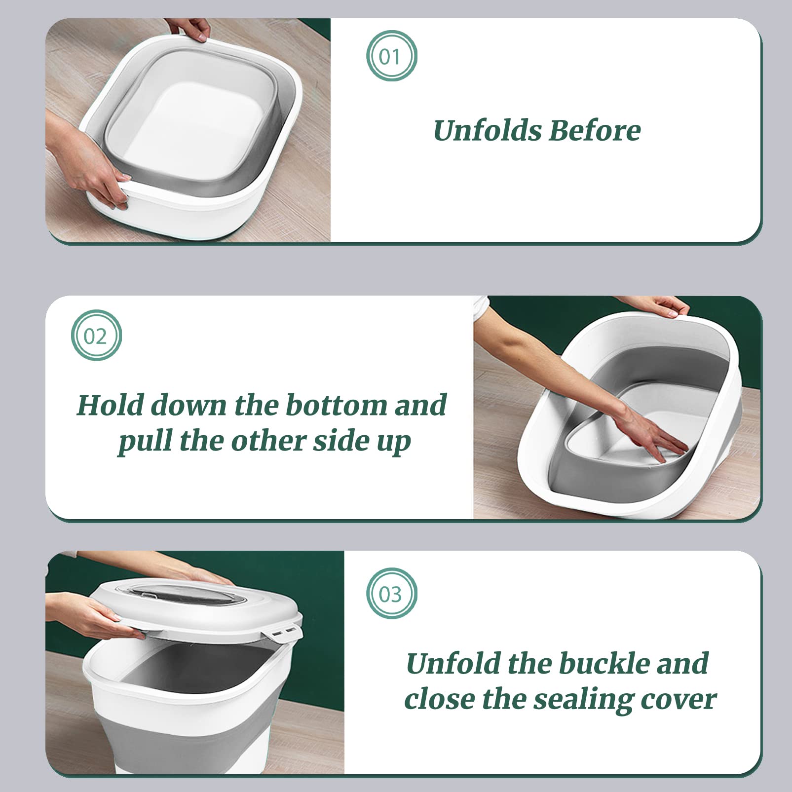 Cereal Rice Food Storage Containers  Collapsible 20 to 50 Lbs Dispenser Bin with Rolling Wheel Airtight Locking Lid  Dog Pet Cat Flour Sugar Plastic Leakproof Sealable Large Kitchen Pantry Holder