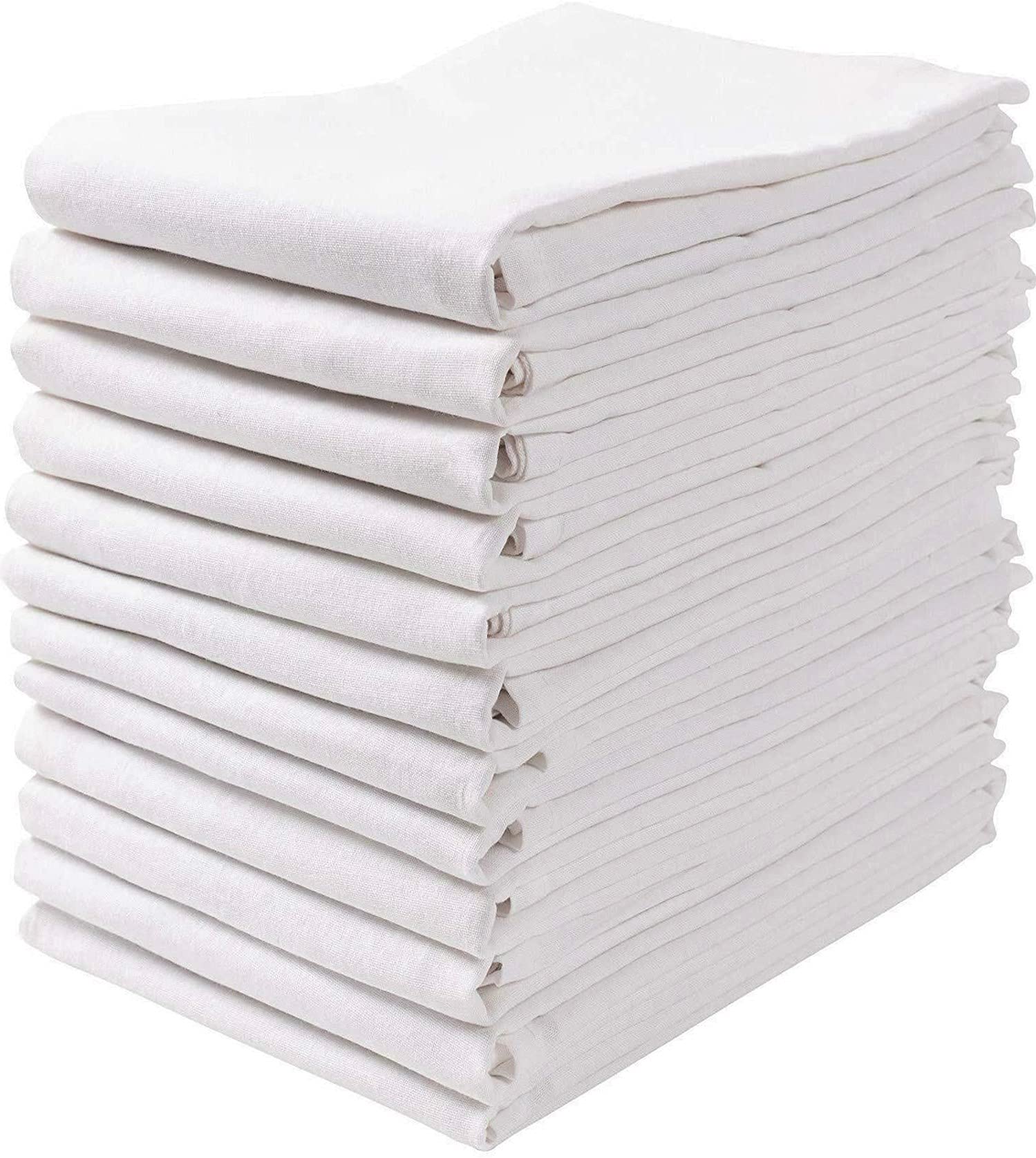 [18 Pack] Flour Sack Kitchen Dish Towels - Lint Free Soft 100% Ring Spun Cotton - Large 28X28 - White