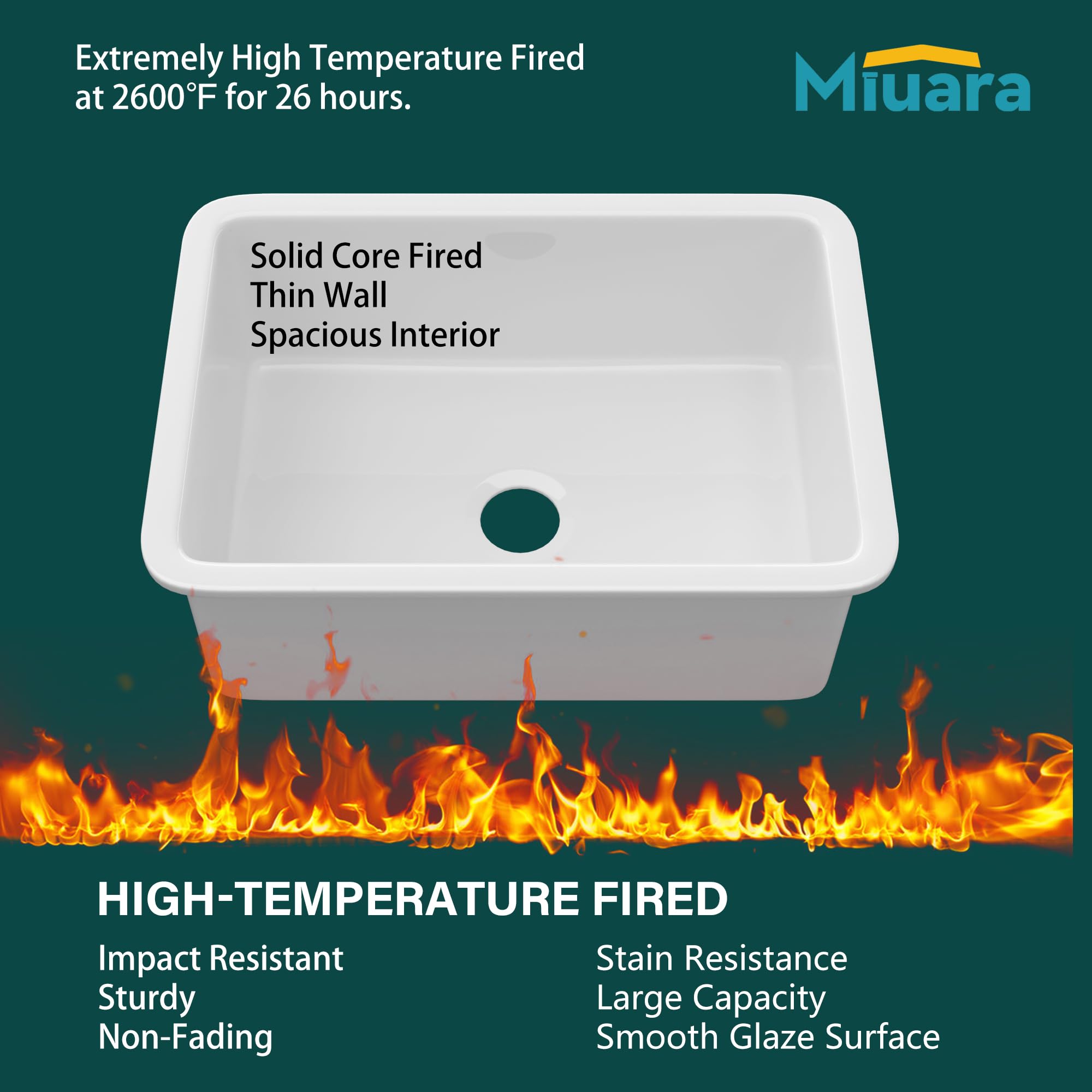 Miuara White Undermount Kitchen Sink 27 Inch - Kitchen Sink Drop In 27''X19'', 9'' Deep Dual Mount Drop In Kitchen Sink, Topmoun