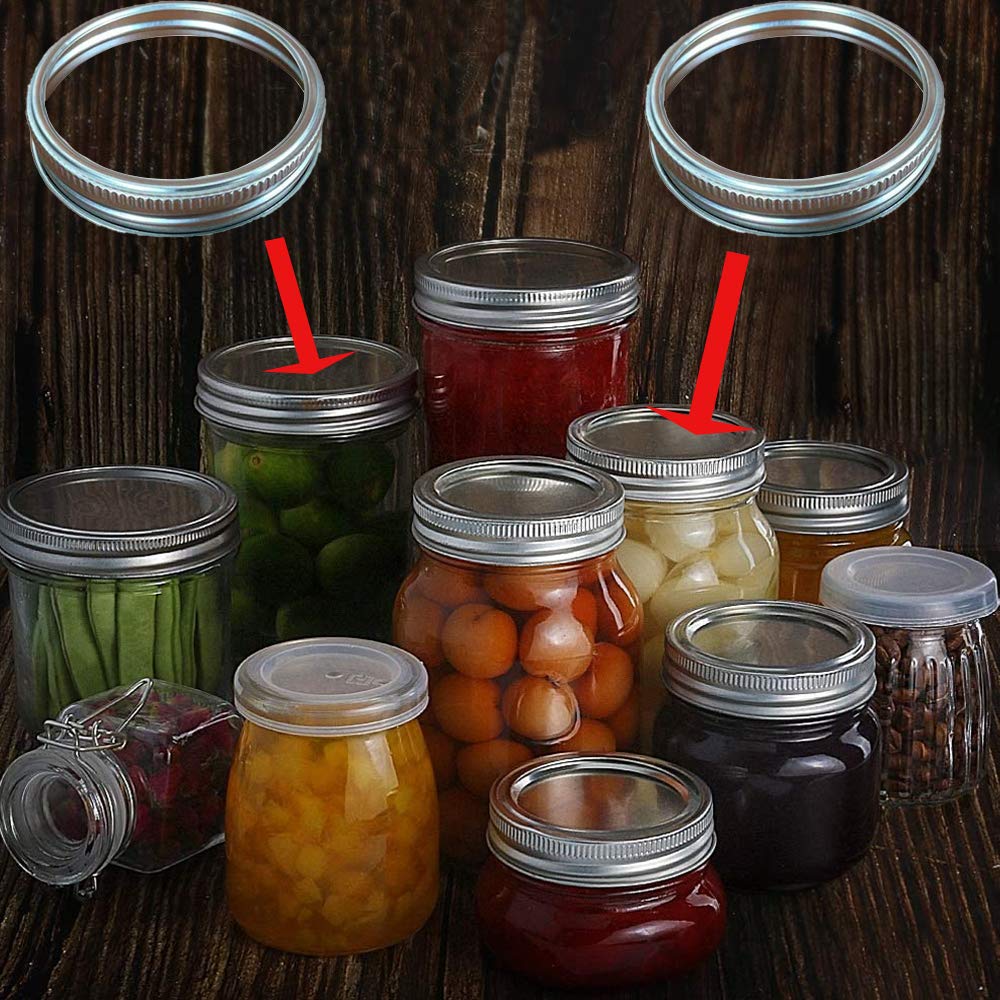 Mason Jar Replacement Rings Or Tops Durable & Rustproof Tinplate Metal Bands/Rings For Mason Jar, Jar, Canning Jars,Storage (Set