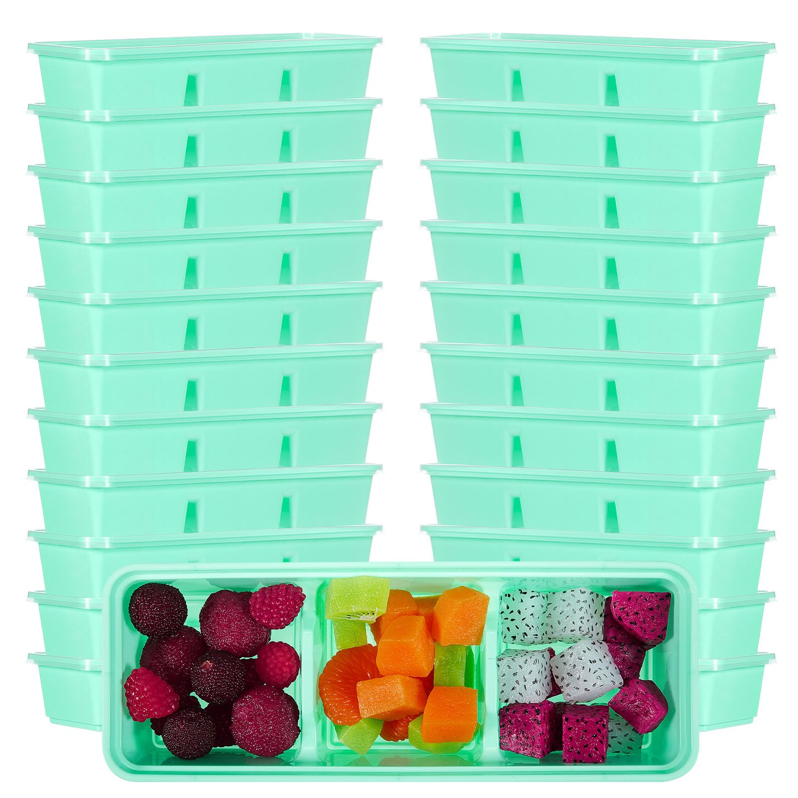 Hushee 5 Pack 17 oz Small Meal Prep Containers with 3 Compartments Snack Containers with Lid Disposable Plastic Bento Box Travel