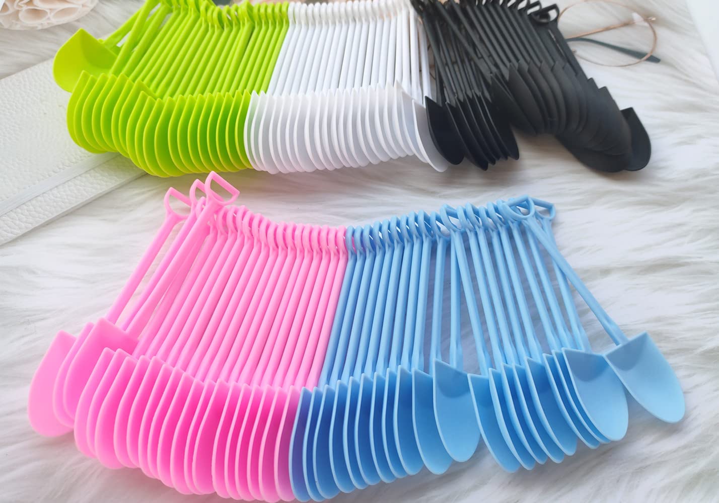 100 Pcs Disposable Mini Shovel Shape Spoons, Colorful Plastic Ice Cream Shovel Spoon For Dessert Pudding Yogurt Sugar (4.8 Inch,