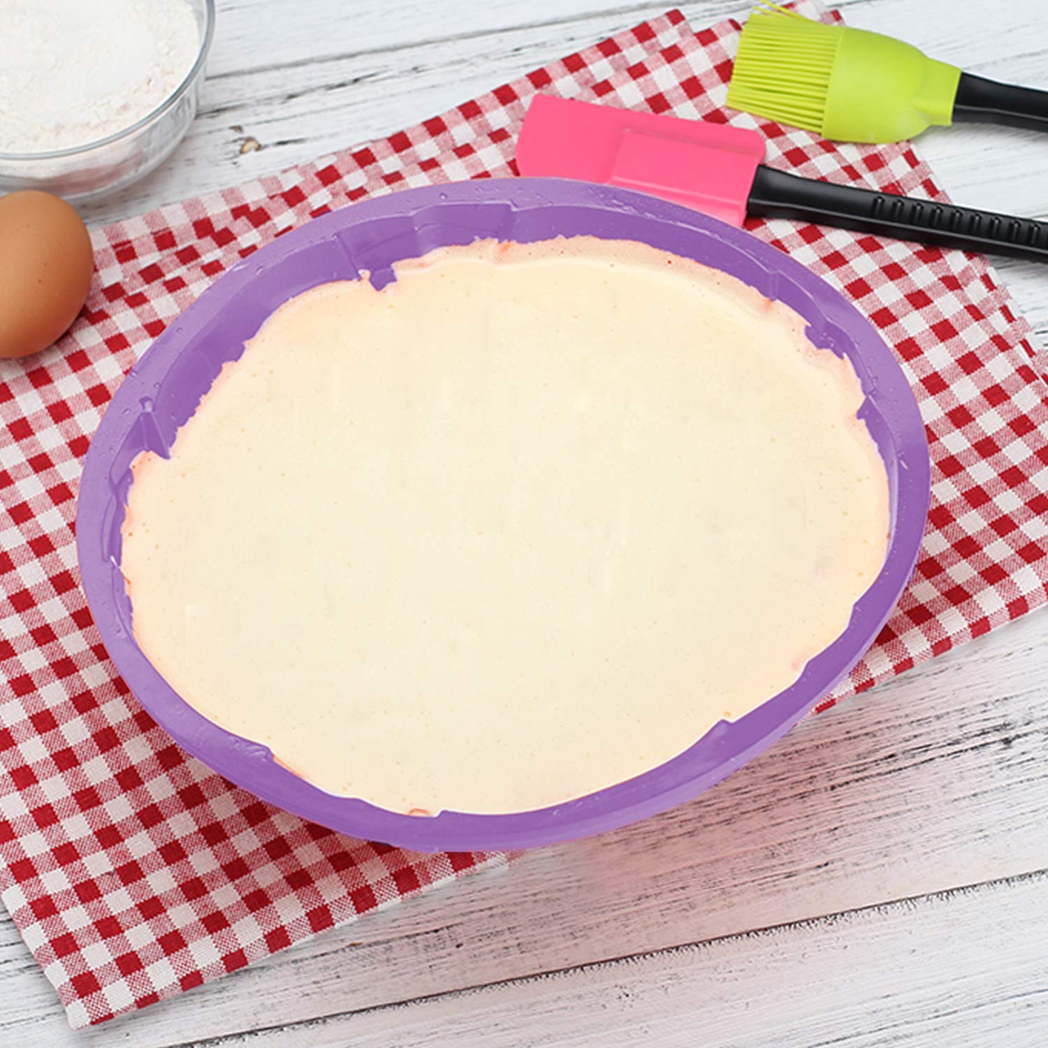 Silicone Baking Molds,3 Pack Non-Stick Flower Shape Silicone Cakes Pan Bread Pie Flan Tart Jello Molds,Reusable Food-Grade Large