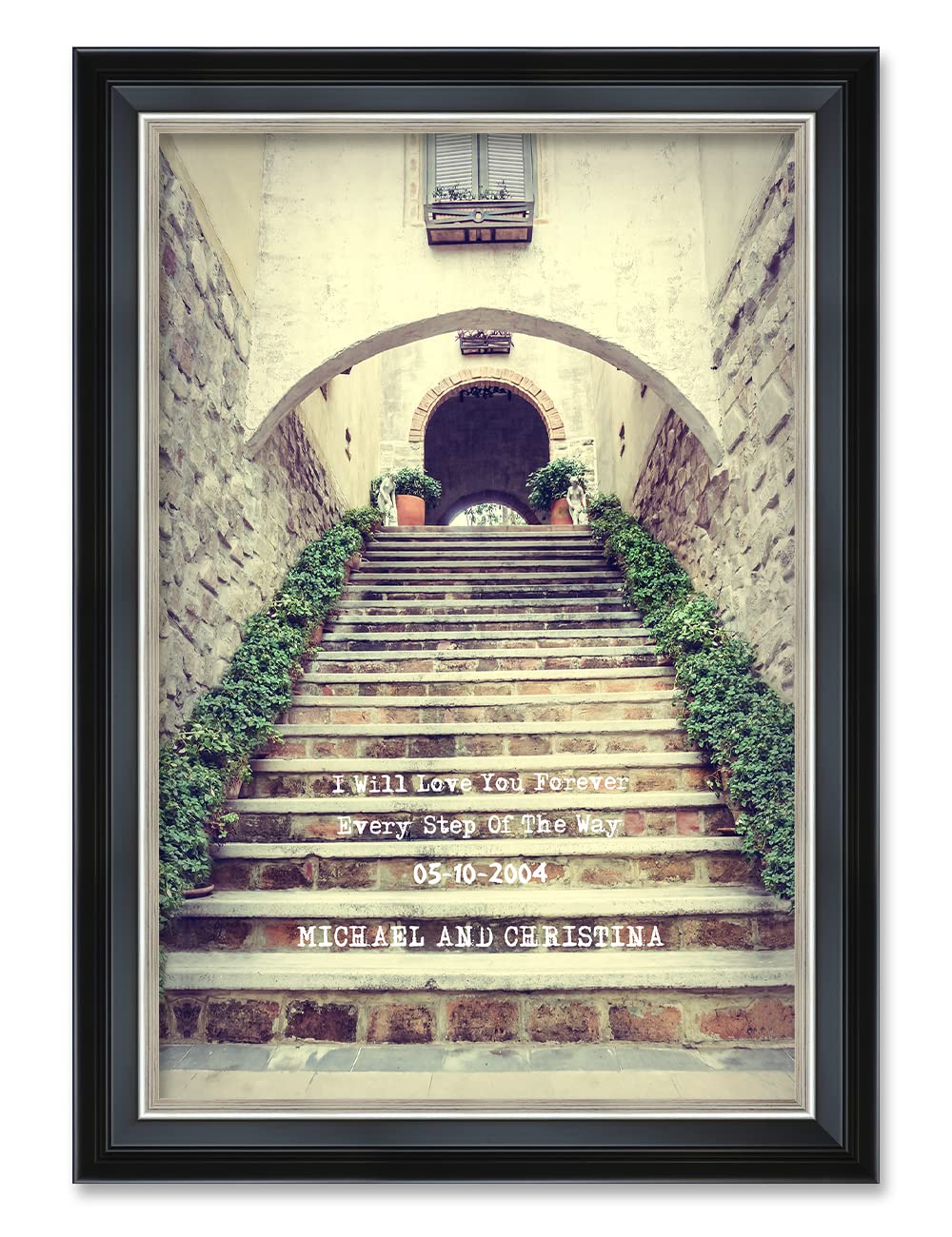 Ipic - Love You Every Step, Personalized Framed Wall Art With Names And Date On, Giclee Prints Framed With Solid Wood, Custom Me