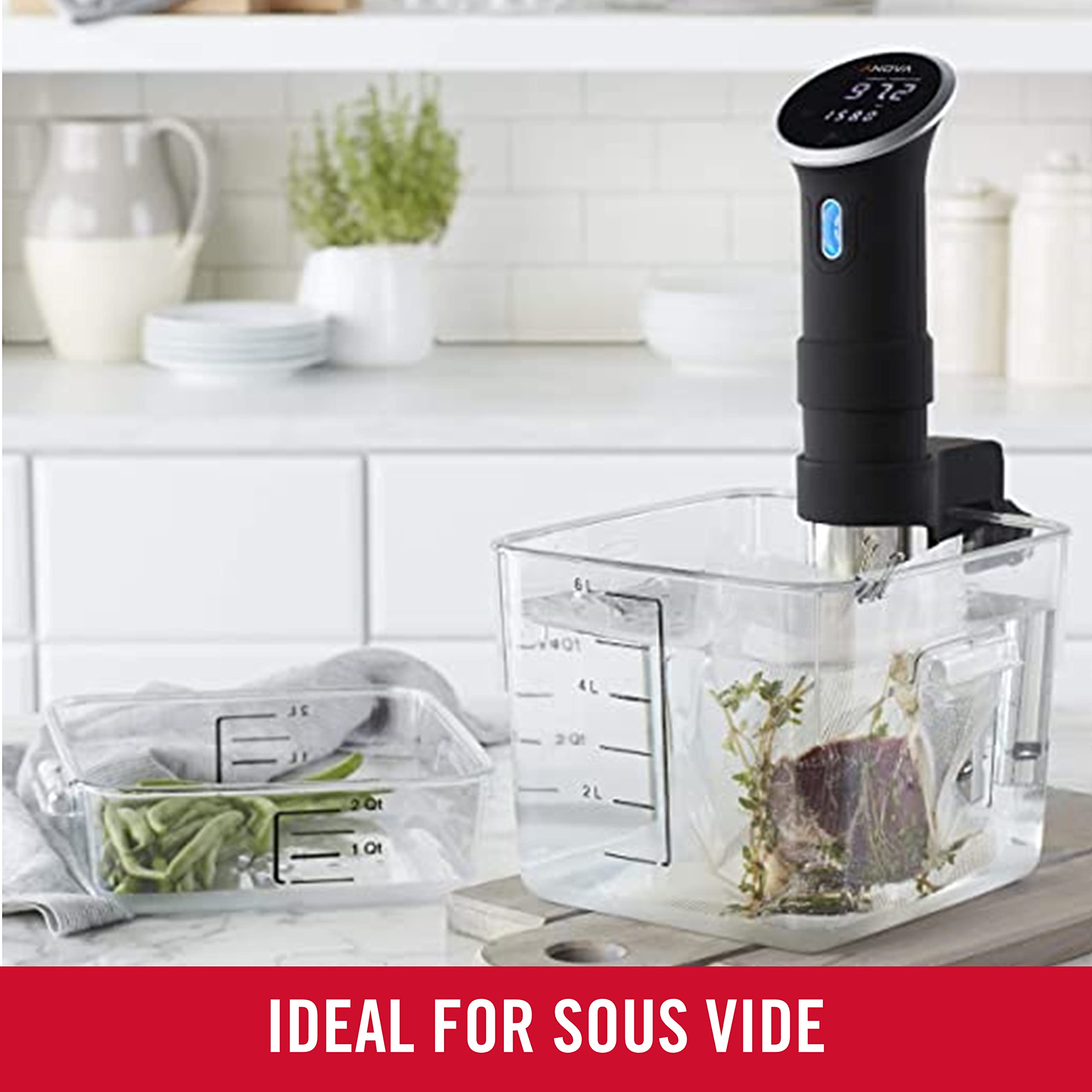 Rubbermaid Commercial Products, Space Saving Square Food Storage Container, 12 Quart, Clear, For Kitchen, Sous Vide, And Meal Pr