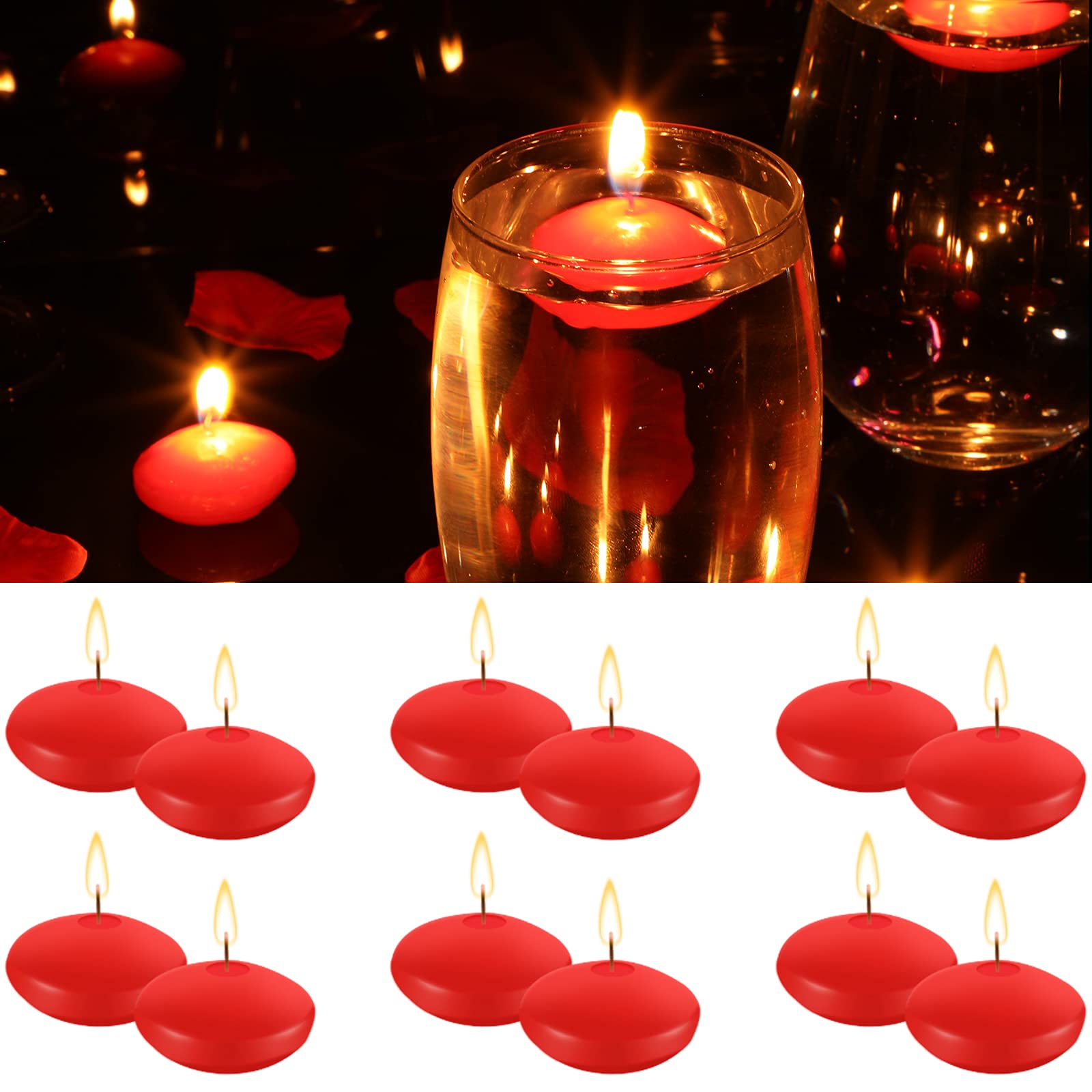 Nuanchu 20 Pcs Christmas Small Unscented Floating Candles for Wedding 1.5 Inchcenterpieces Floating Candles Round Burning Candle