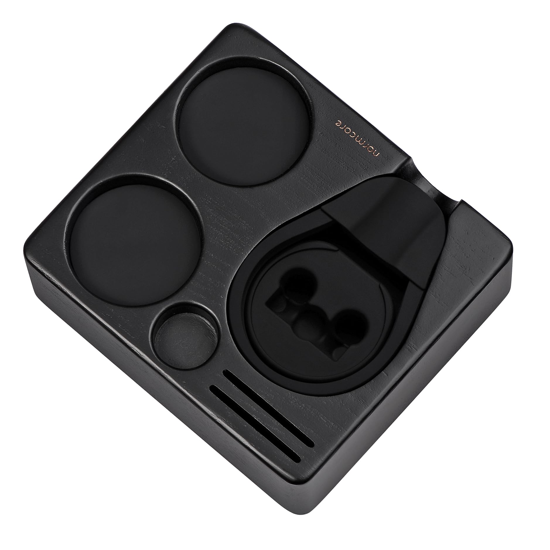 Normcore Compact Tamping Station, Espresso Black Tamper Station Base, Genuine American Black Oak Tamper Holder, Wooden Coffee Po