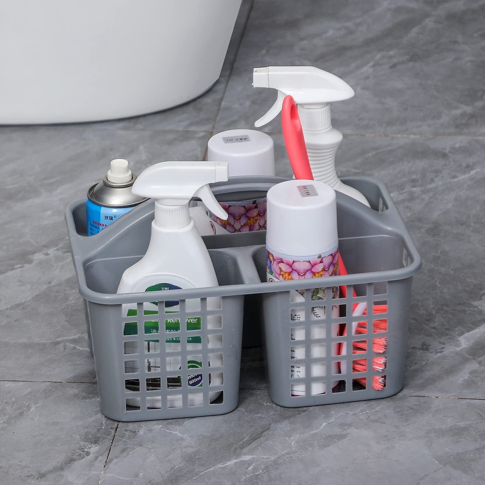 Jiatua Portable Shower Caddy Basket With Compartments Cleaning Supplies Organizer With Handle Plastic Storage Divided Tool Bin F