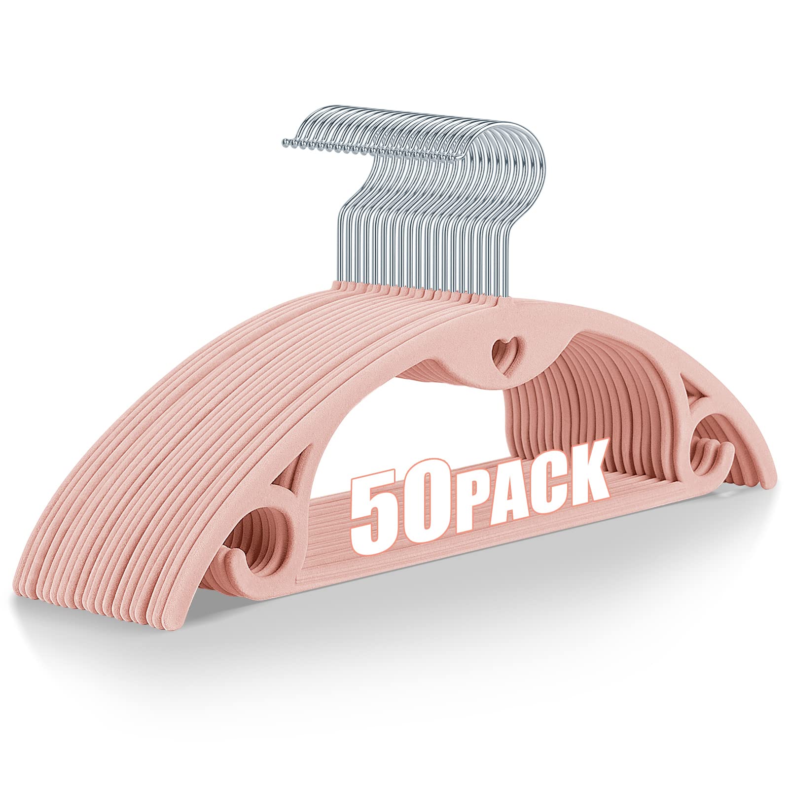 Ieoke Velvet Hangers, 50-Pack No Shoulder Bumps Suit Hangers Ultra Thin Space Saving 360 Degree Swivel Heavy Duty Hook Durable H