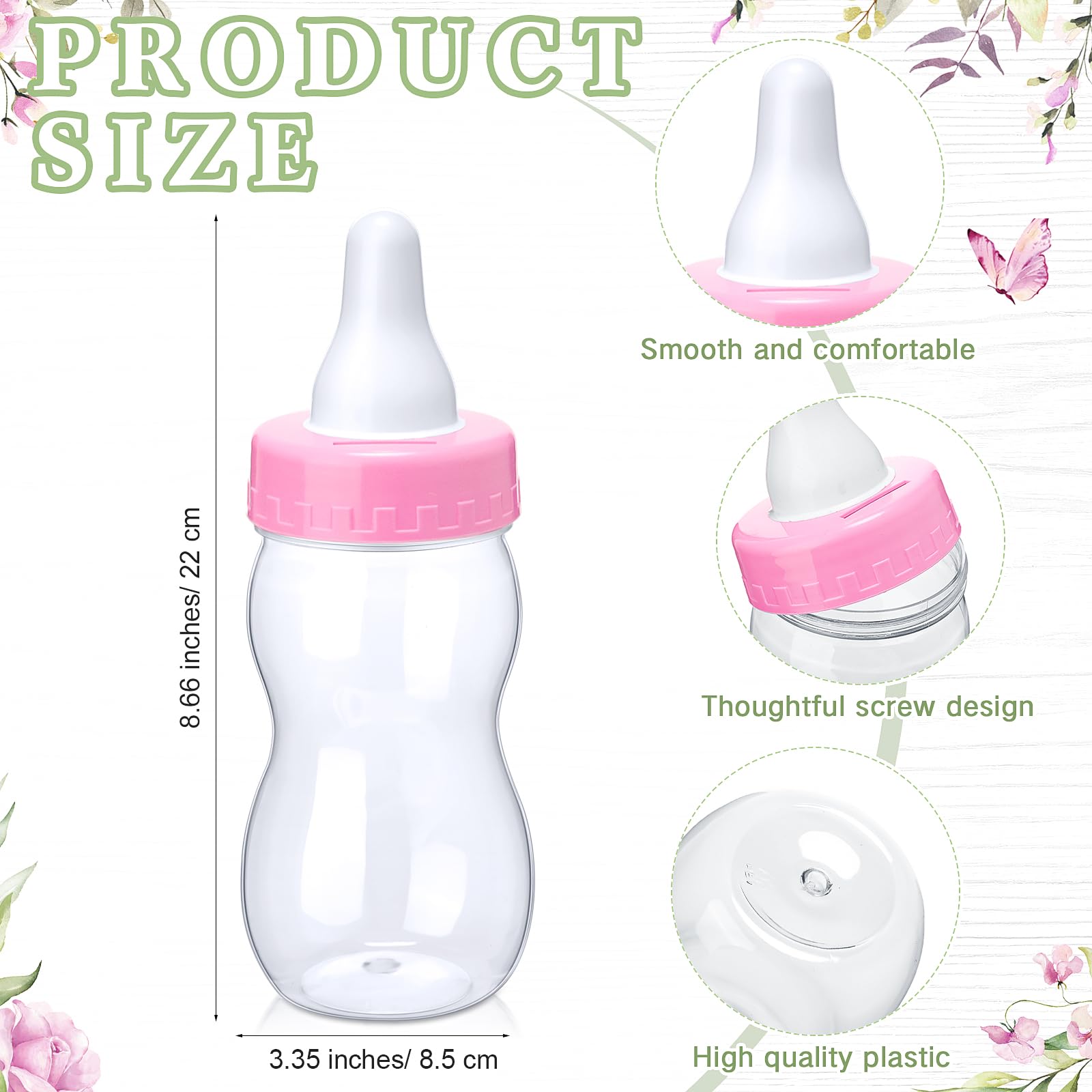 Roowest Baby Shower Games Guess How Many Pacifiers Greenery Game Sign 100 Small Guessing Games 10 Hb Pencils 750Ml Milk Bottle 4