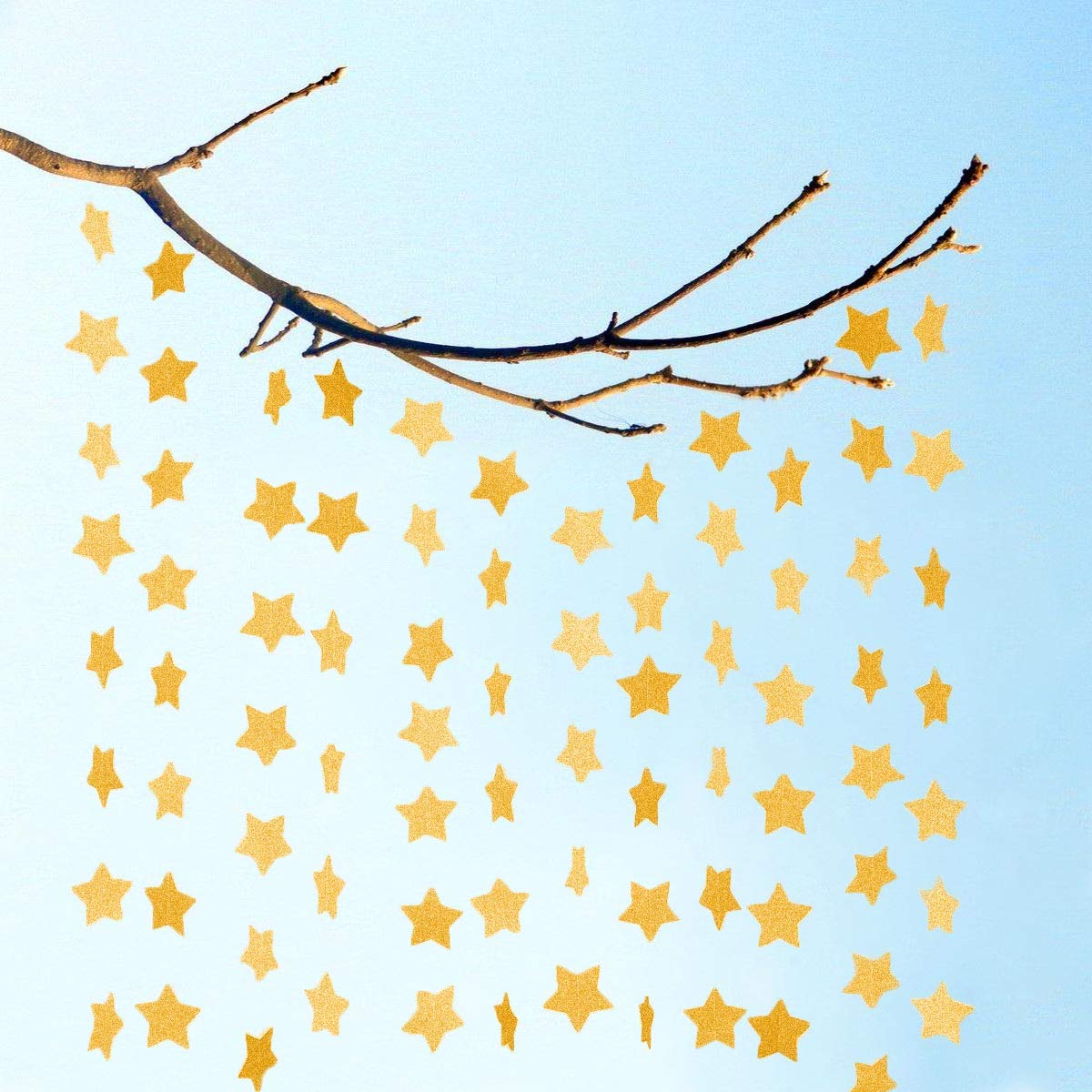 6 Pcs Gold Glitter Star Paper Garland Twinkle Bunting Banner Hanging Decorations for Christmas Birthday Party Golden Sparkling S