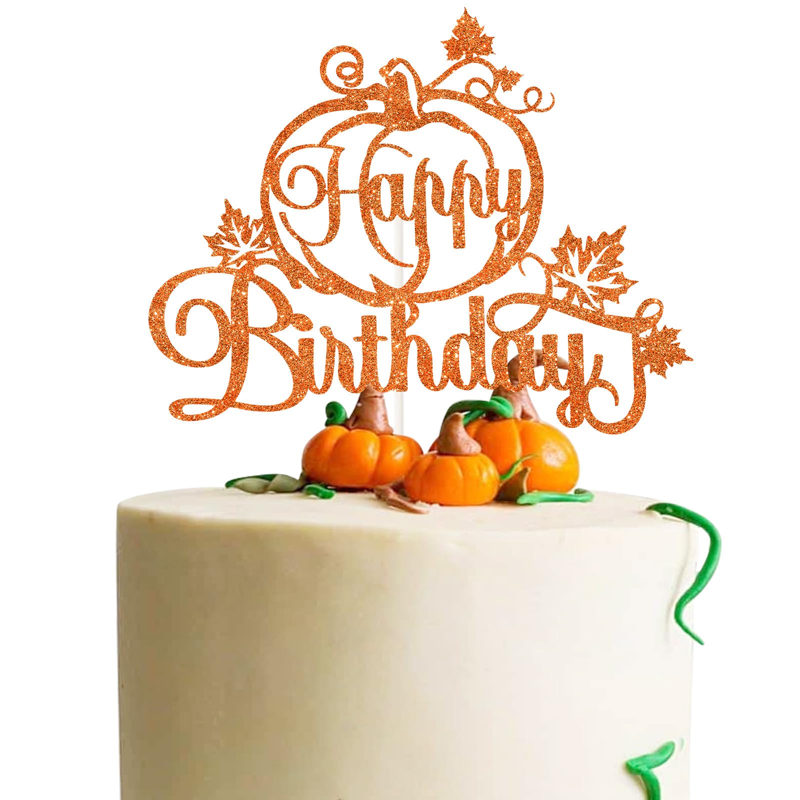Pumpkin Happy Birthday Cake Topper - Fall Harvest Autumn Little Pumpkin Theme for Boys Girls Men Women Cake Decor - Birthday Hal