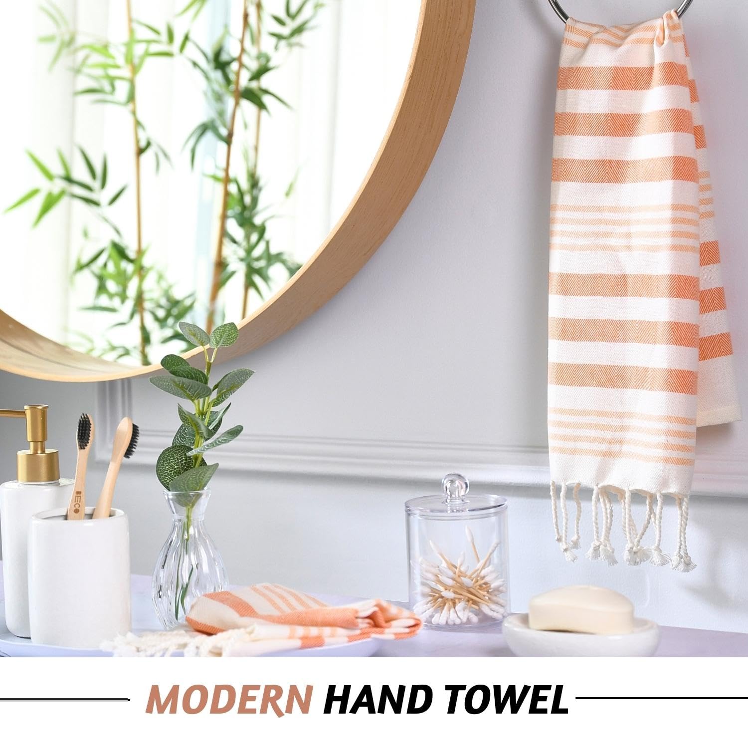 Folkulture Hand Towels For Bathroom, Set Of 2 Decorative Hand Towels With Hanging Loop, 100% Cotton Turkish Hand Towels Set Or O