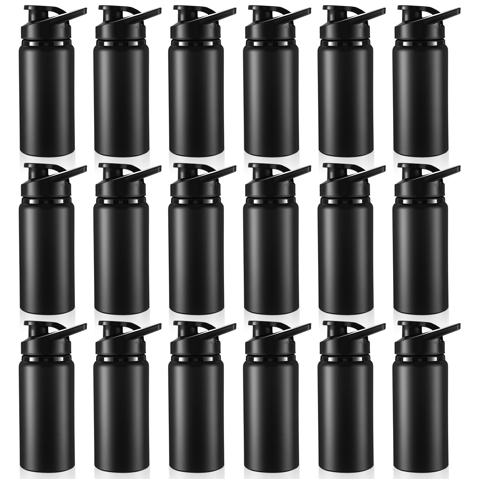 Domensi Aluminum Water Bottle Bulk, 17oz, Black 11, 18 Pack