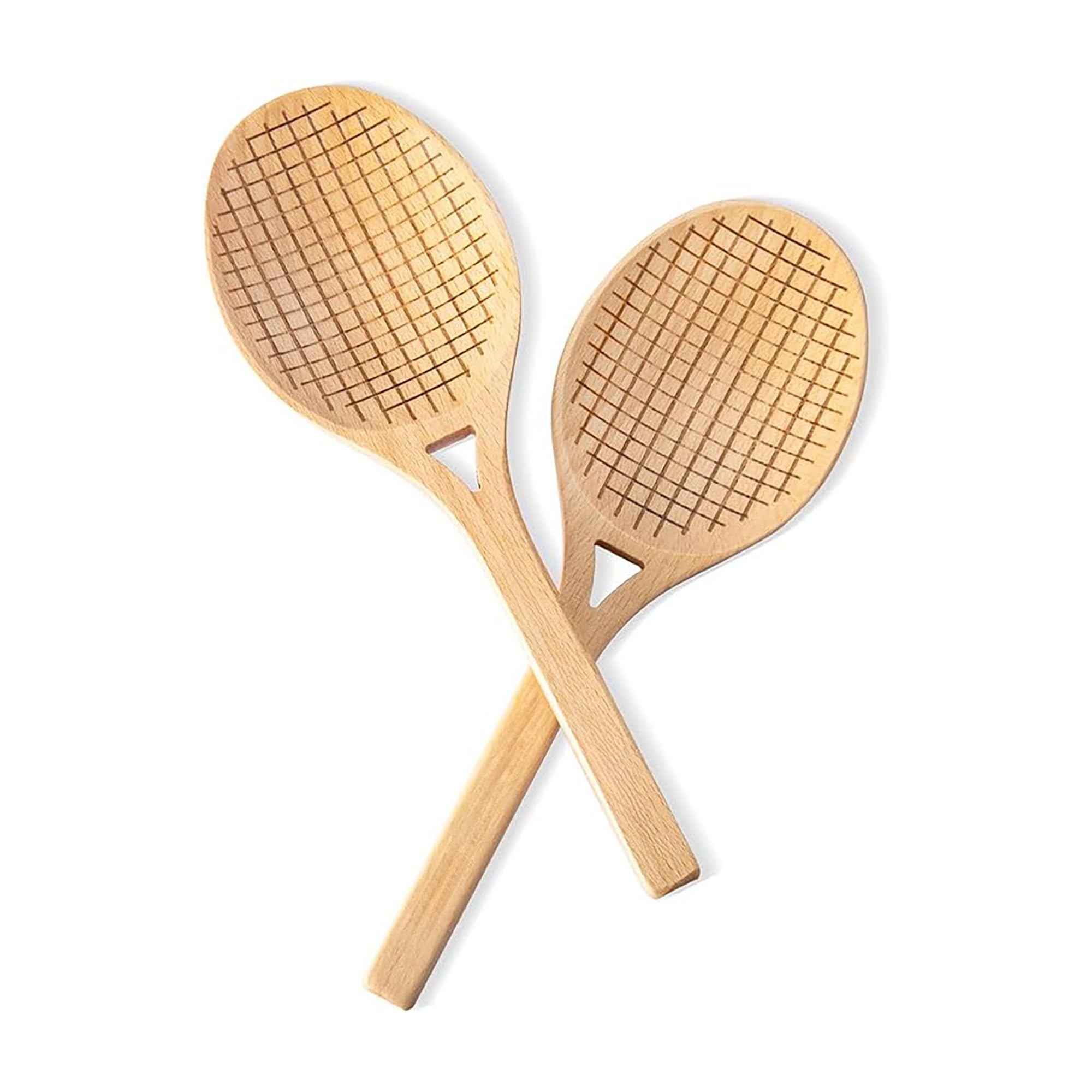 Fox Run Beechwood Tennis Racket Salad Servers, Set of 2 Salad Utensils