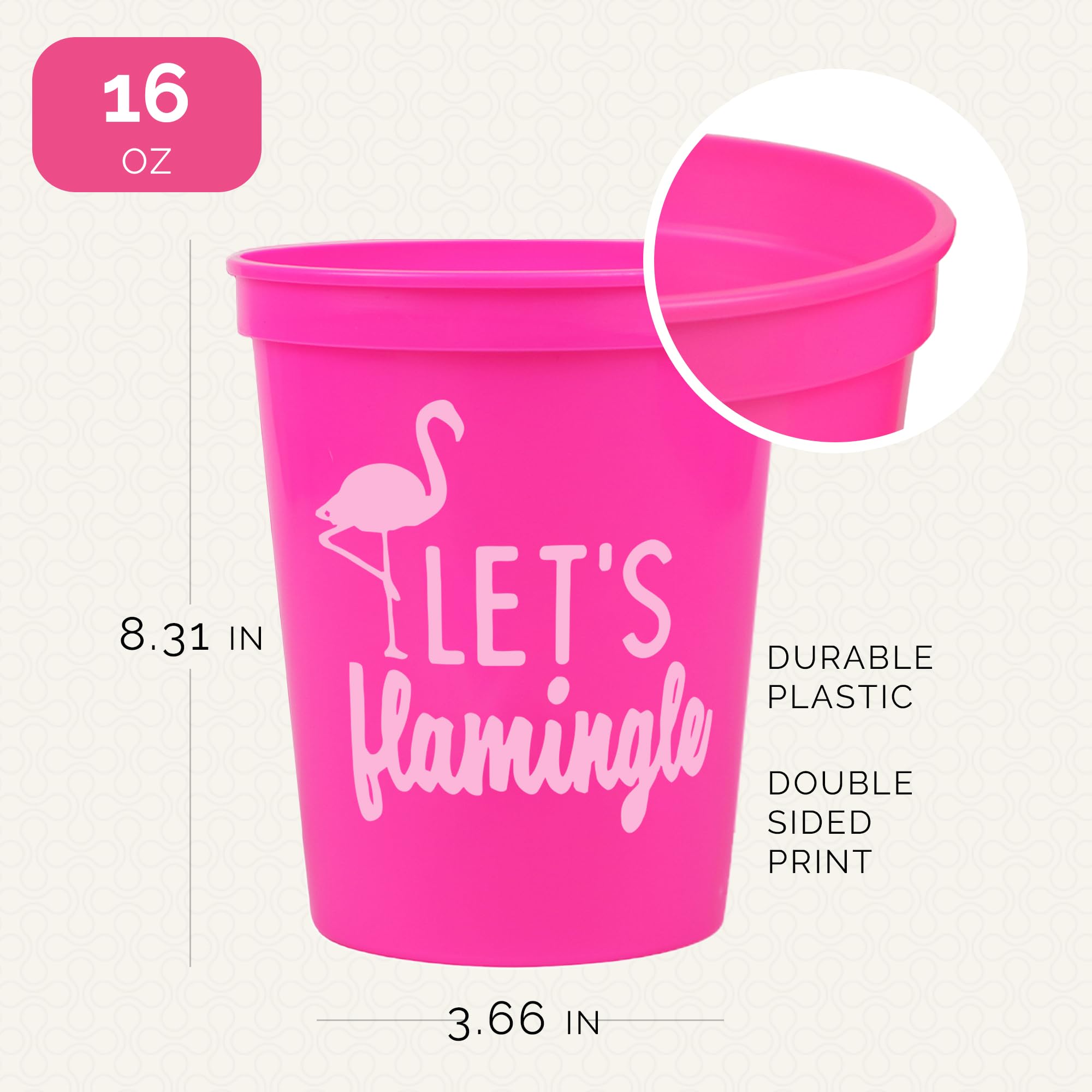 Let'S Flamingle! Set Of 12 Pink Or White 16Oz Stadium Cups, Flamingo Party Supplies Perfect For Birthday Party, Bachelorette Par