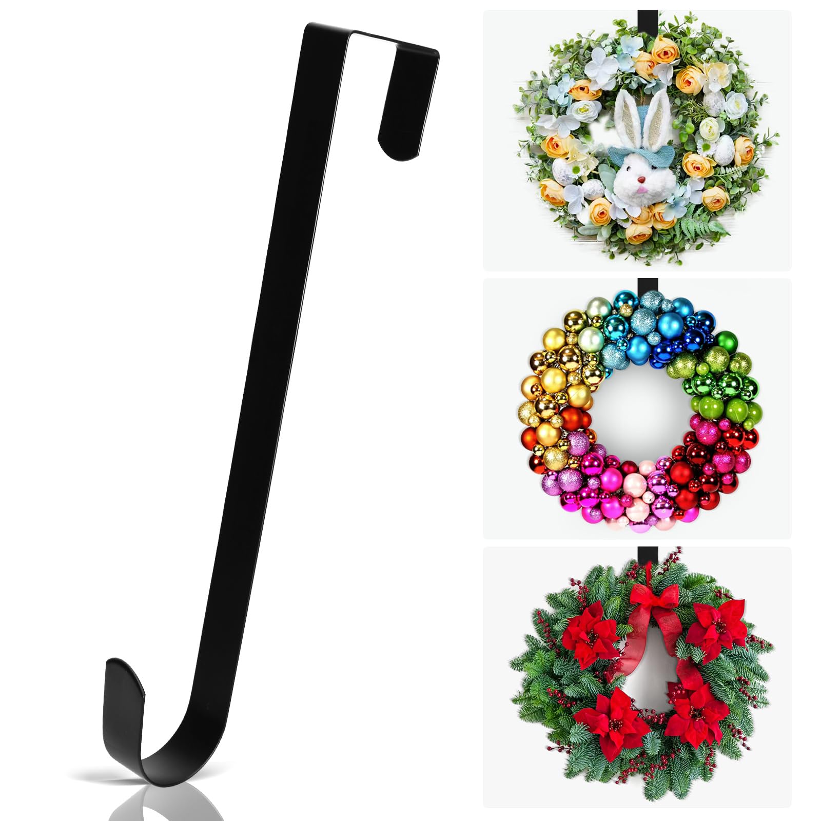 12    Wreath Hanger Over the Door Hooks, Non Scratch Wreath Door Hanger Hooks for Hanging Welcome Sign, Metal Wreath Hangers for