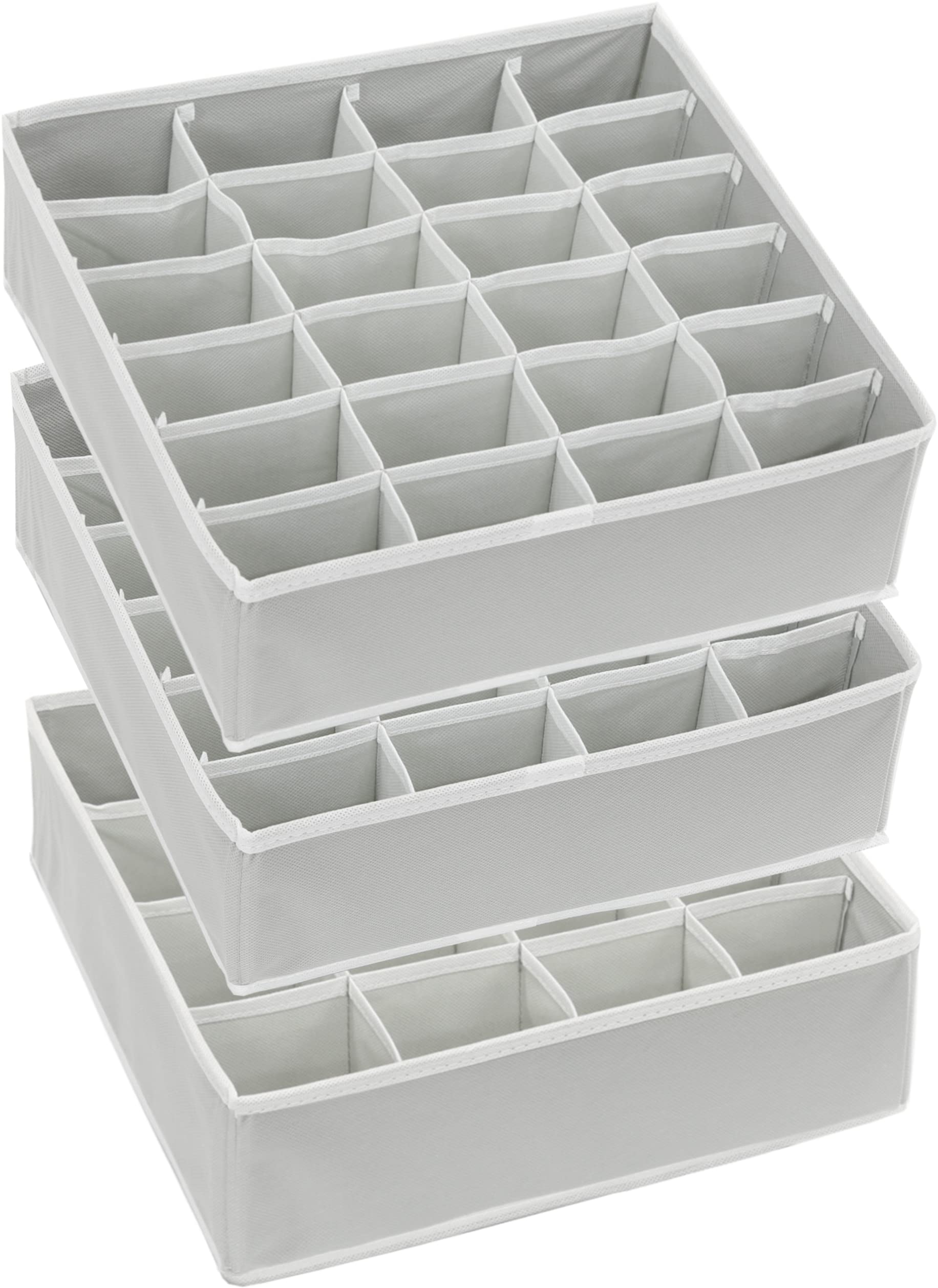 Simple Houseware Closet Drawer Organizer for Clothes, Socks and Underware, 3 Pack, Grey