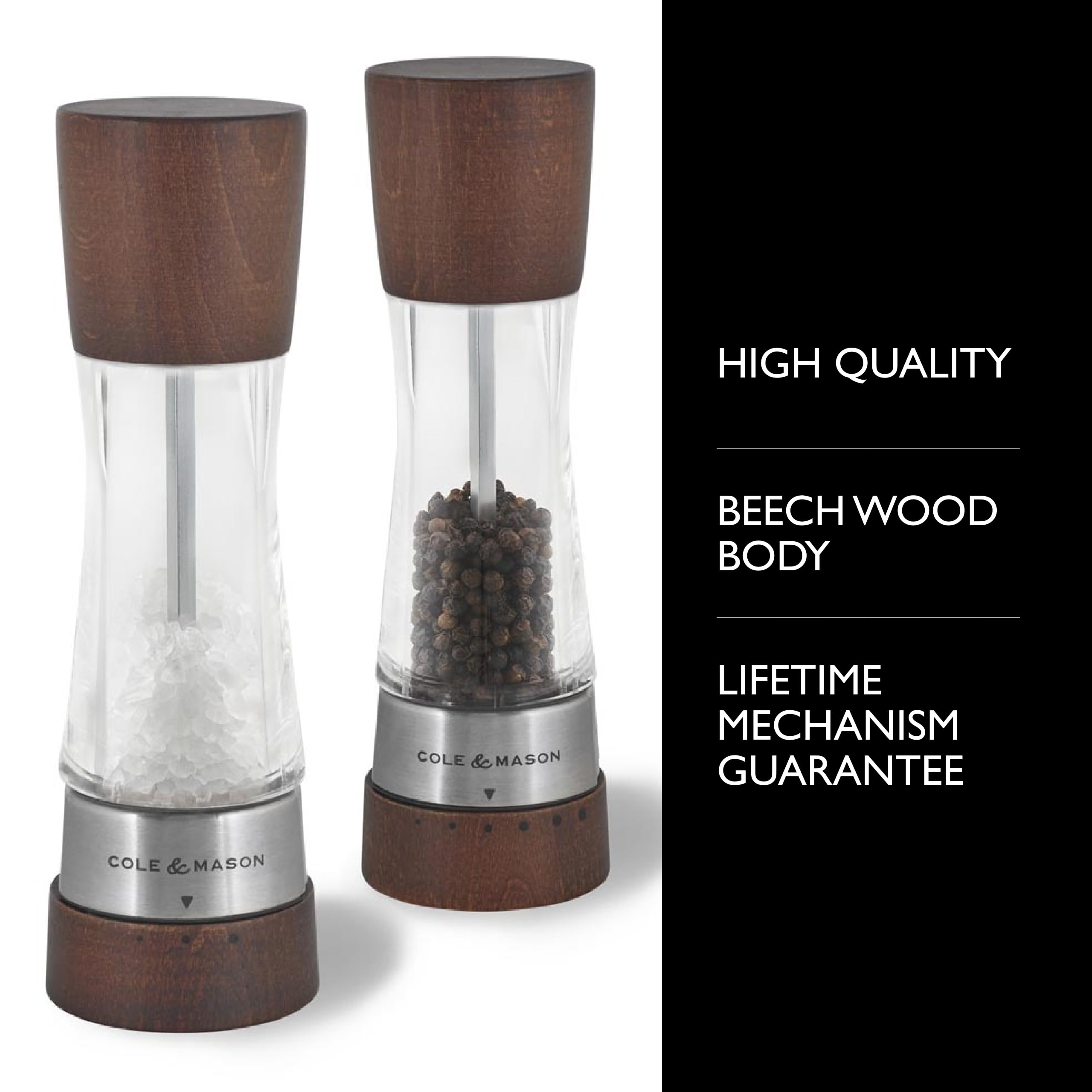 Cole & Mason Derwent Salt & Pepper Mill Gift Set - Salt And Pepper Grinders - Refillable Seasoning And Spice Tools - Adjustable