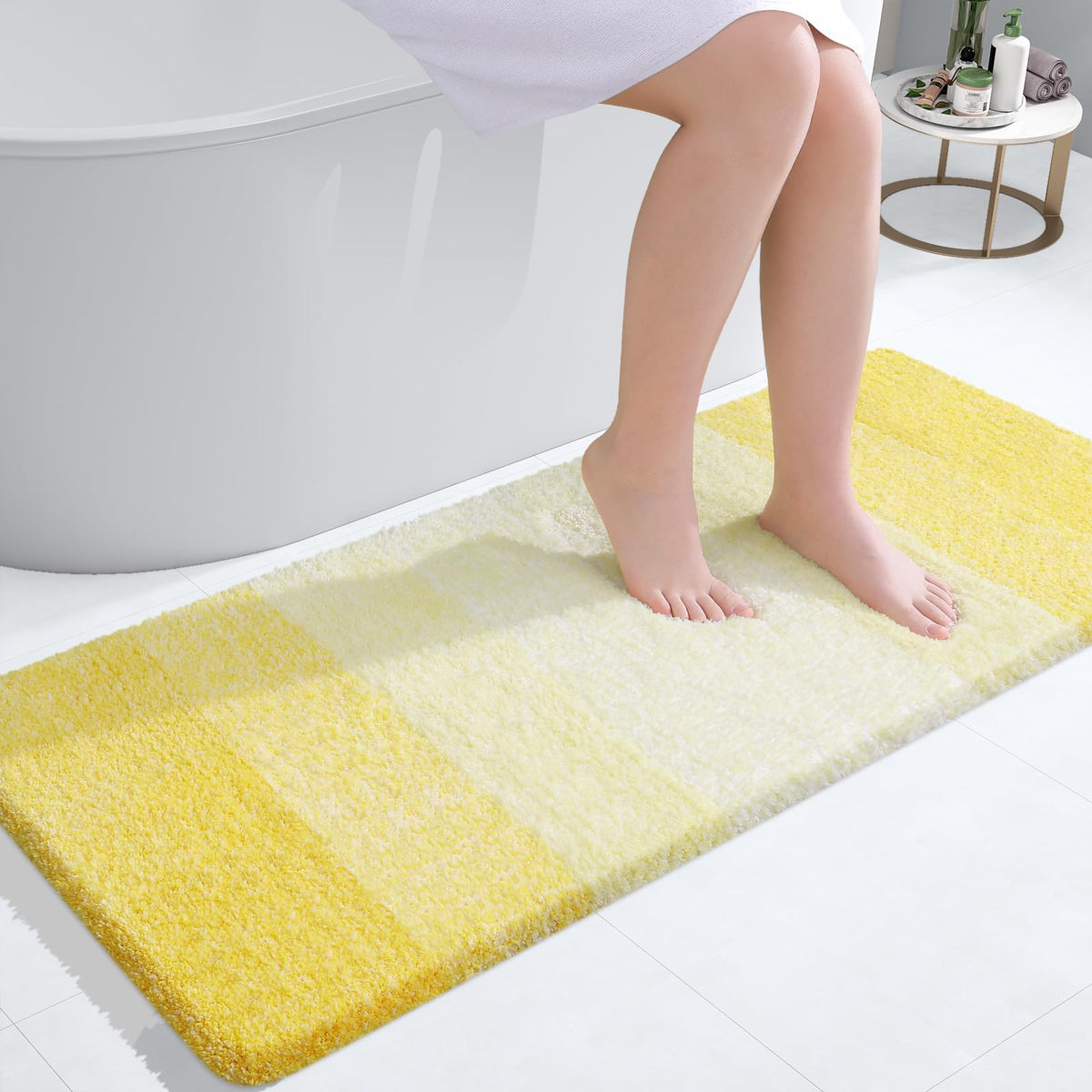 Olanly Luxury Bathroom Rug Mat 47X24, Extra Soft And Absorbent Microfiber Bath Rugs, Non-Slip Plush Shaggy Bath Carpet Runner, M