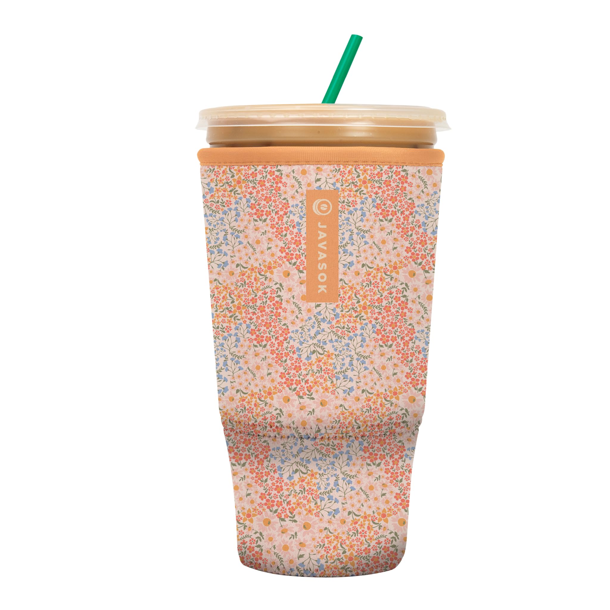 Sok It JavaSok Iced Coffee & Cold Soda Insulated Neoprene Cup Sleeve (Dainty Florals, XXLarge: 44-48oz)