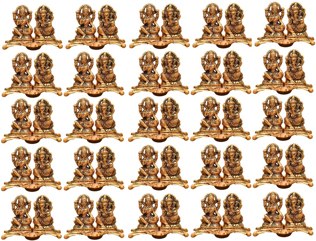 Collectible India Laxmi Ganesh Murti Idol Diya Puja Deepak  Metal Lakshmi Ganesh Statue  Diwali Home Decoration Items  Lakshm