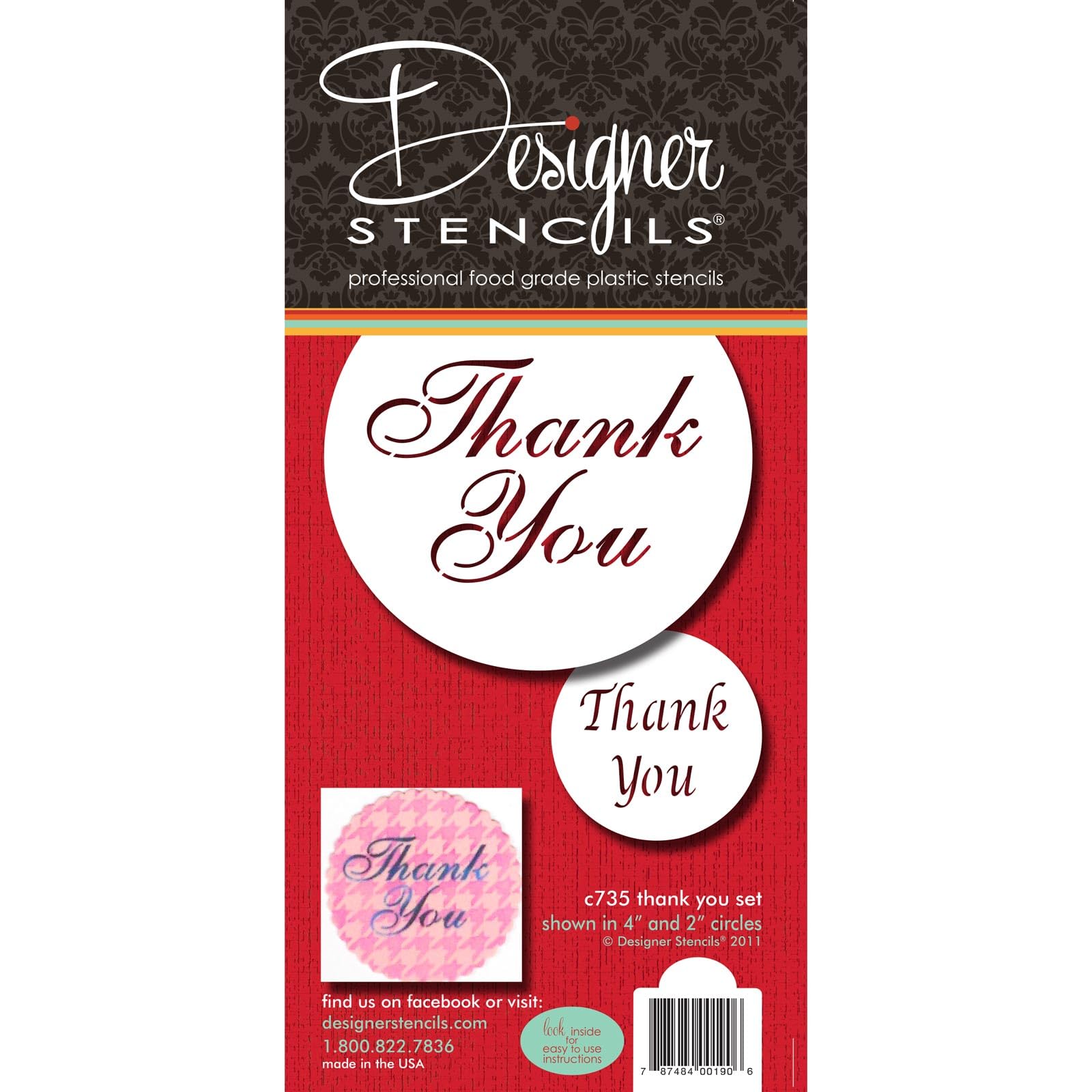 Designer Stencils Thank You Cookie And Cupcake Stencil Set, Beige/Semi-Transparent