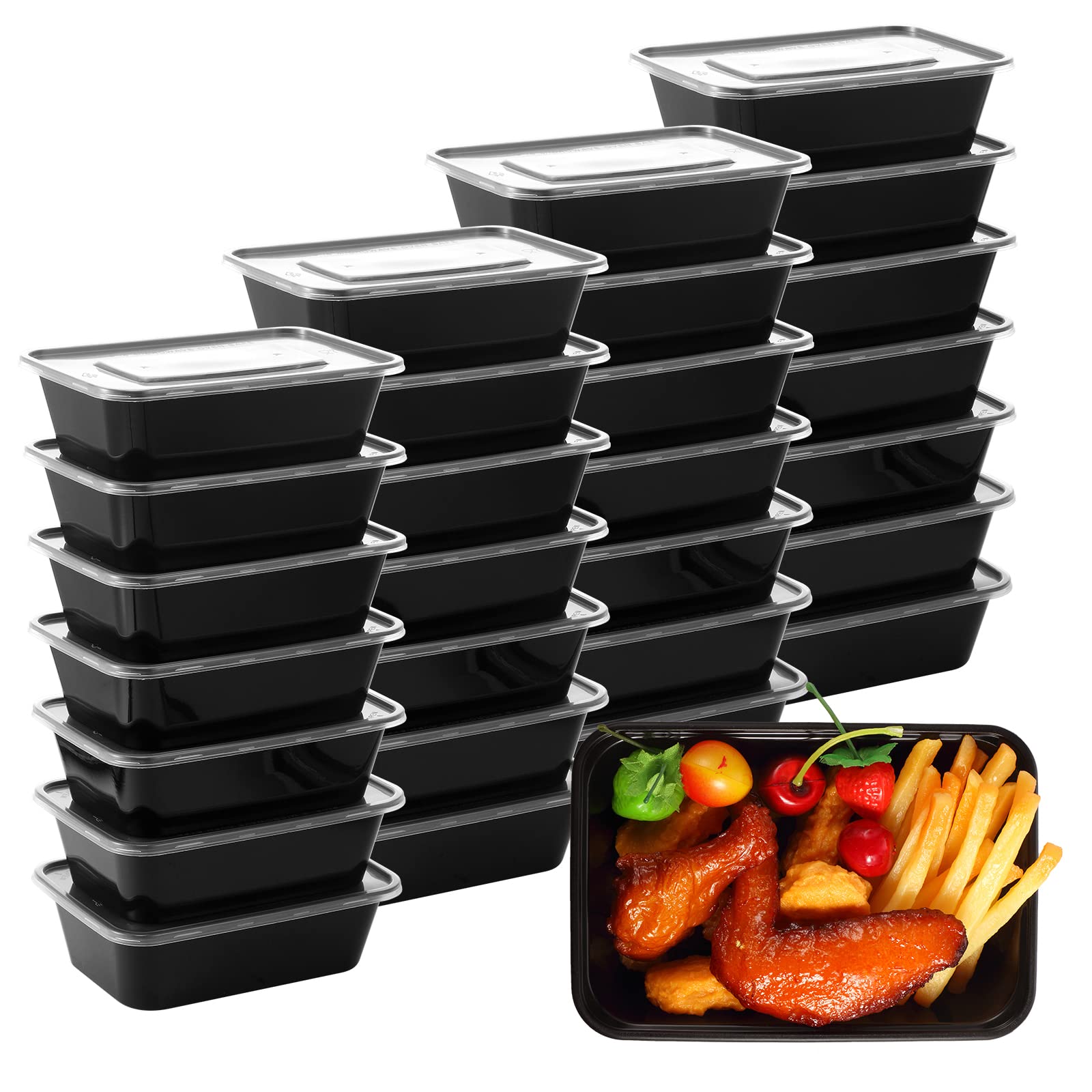 Sawysine 100 Pcs Plastic Meal Prep Containers Microwavable Food Storage Containers Reusable Lunch Bowls With Lid Stackable Dispo