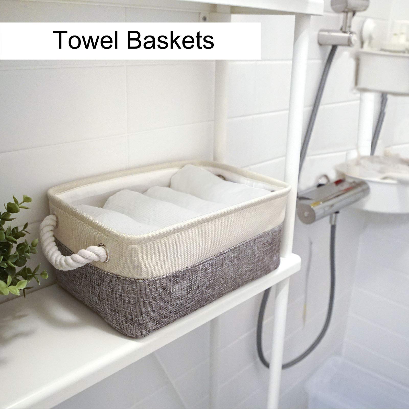 HNZIGE Fabric Storage Baskets for Organizing(6 Pack) Small Baskets for Shelves  Laundry  Nursery  Closets  Decorative Baskets for Gifts Empty (White&Gray  11.8 '' x 7.8 '' x 5.1 '')