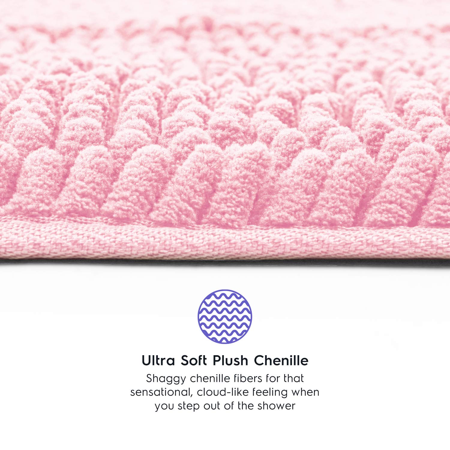Tafts Striped Chenille Bathroom Rugs And Mats Sets, Ultra Soft Chenille Microfiber, Absorbent Non-Slip Machine Washable Bath Rug