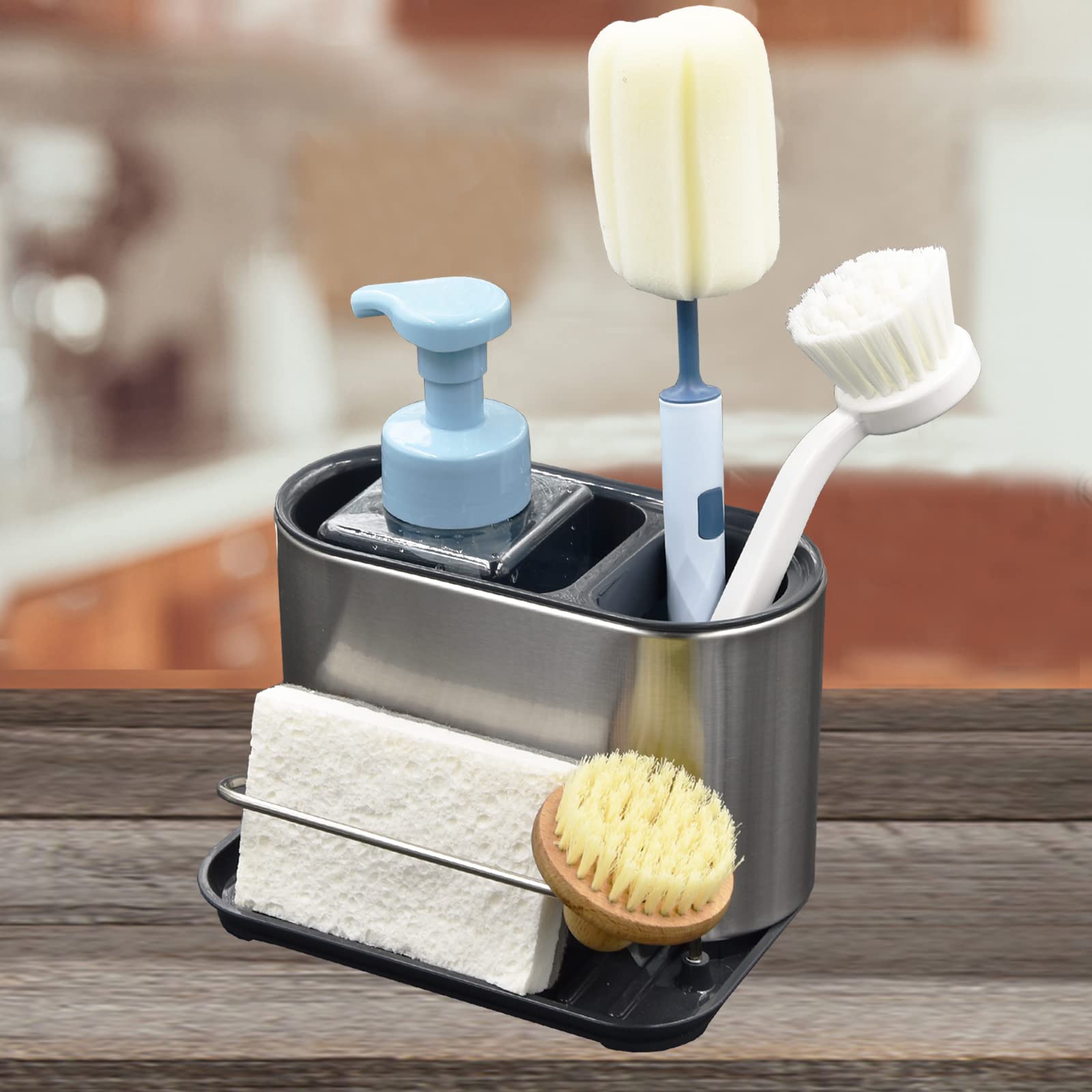 Sink Sponge Holder Stainless Steel Sink Caddy Dish Brush Holder Drains Water For Kitchen