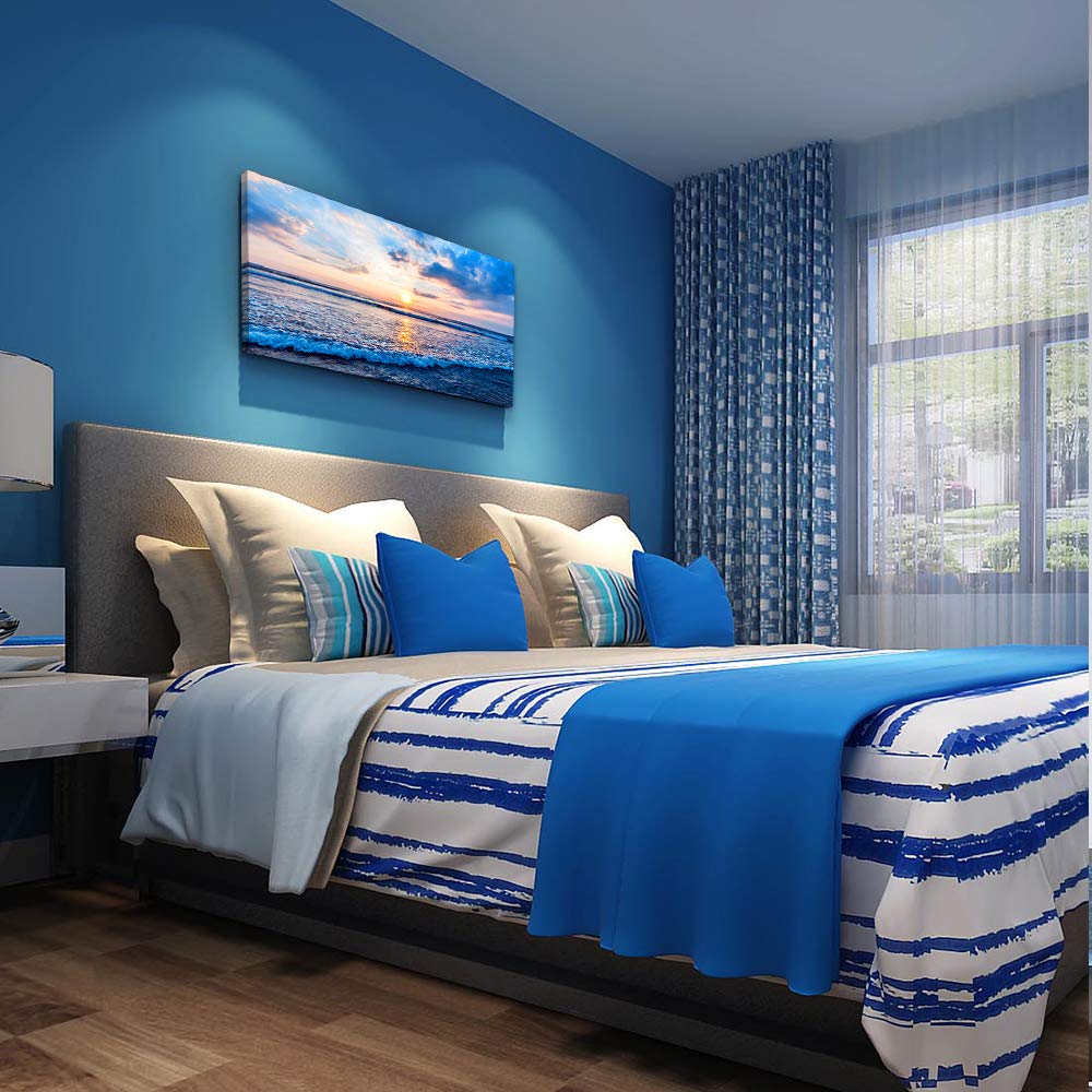 Canvas Wall Art for living room blue beach ocean sea waves landscape Wall Decor Ready to Hang Home Decorations bedroom kitchen bathroom inspirational Canvas prints posters painting wall mural Artwork