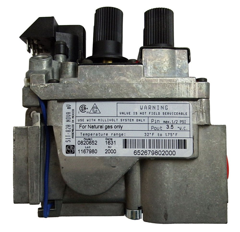 Hearth Products Controls SIT Millivolt Replacement Valve - Natural Gas, Brass, Silver, Model 0820652