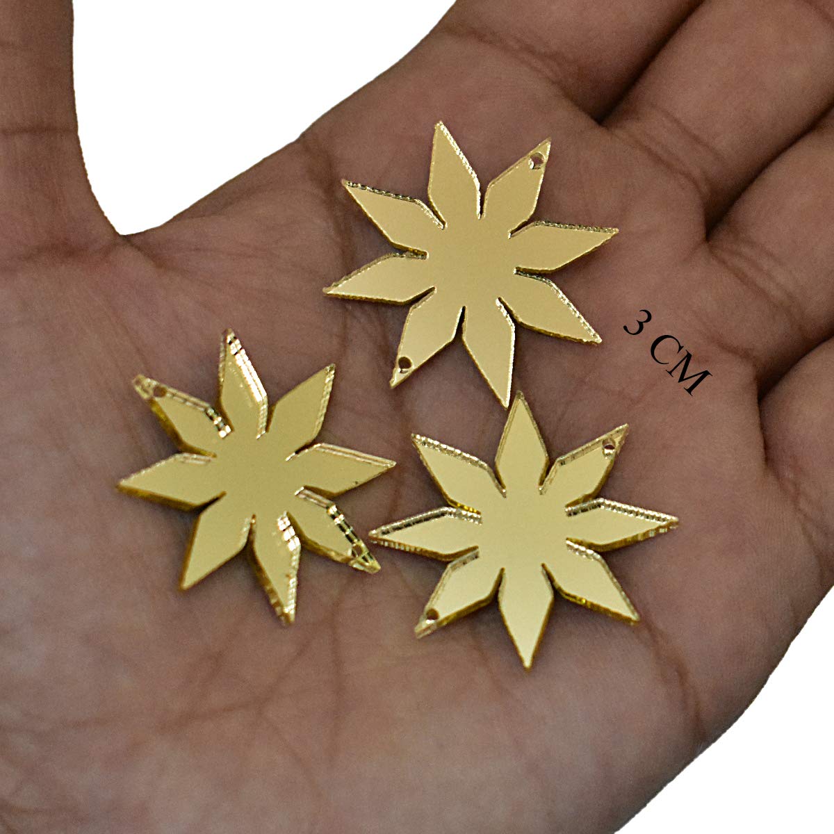 Embroiderymaterial Gold Flower Shape Acrylic Mirror For Embroidery And Craft Purpose ( 25 Pieces)