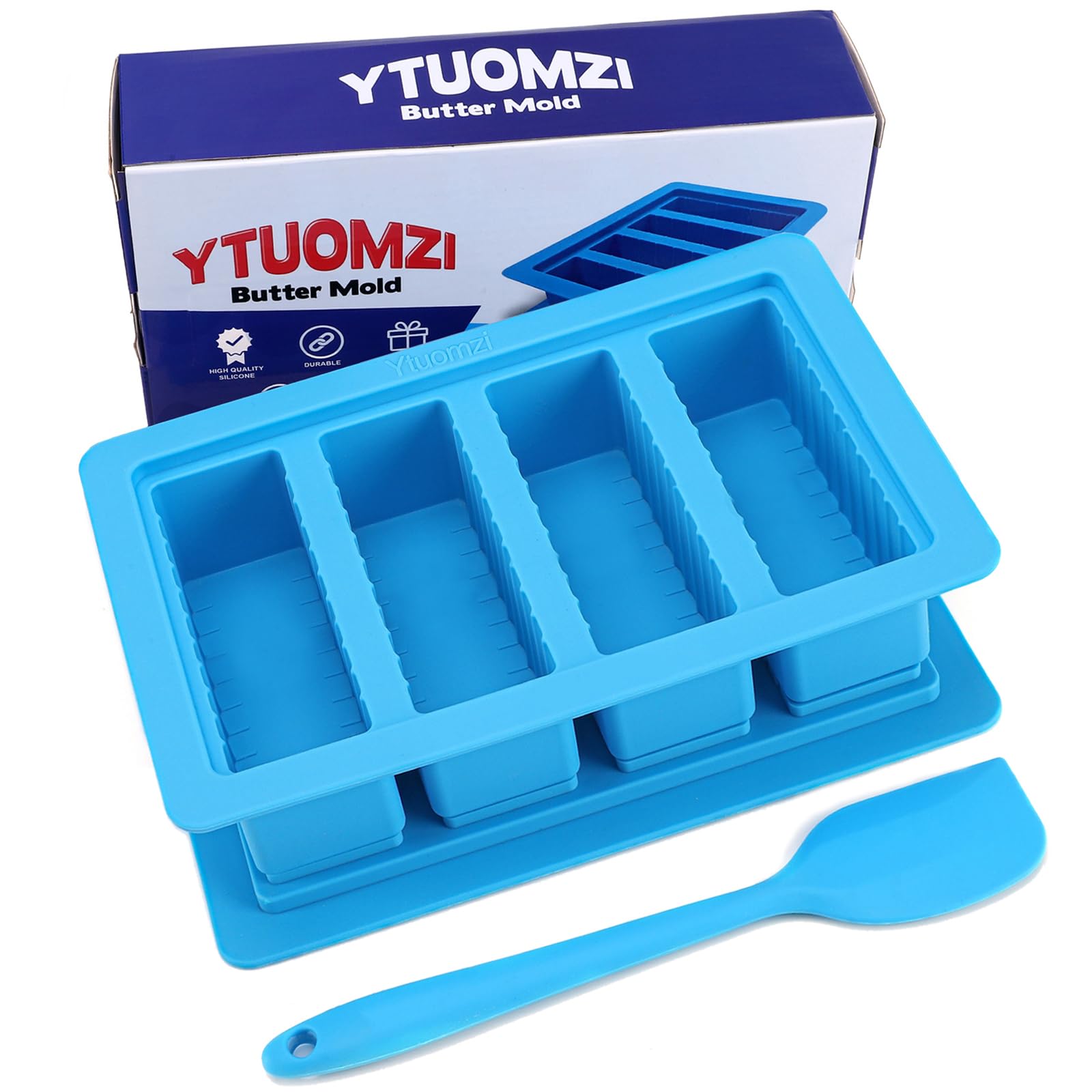 Butter Mold With Lid, Silicone Butter Tray Container With Spatula, Non-Stick Silicone Butter Molds For Making 4 Stick Forms Herb