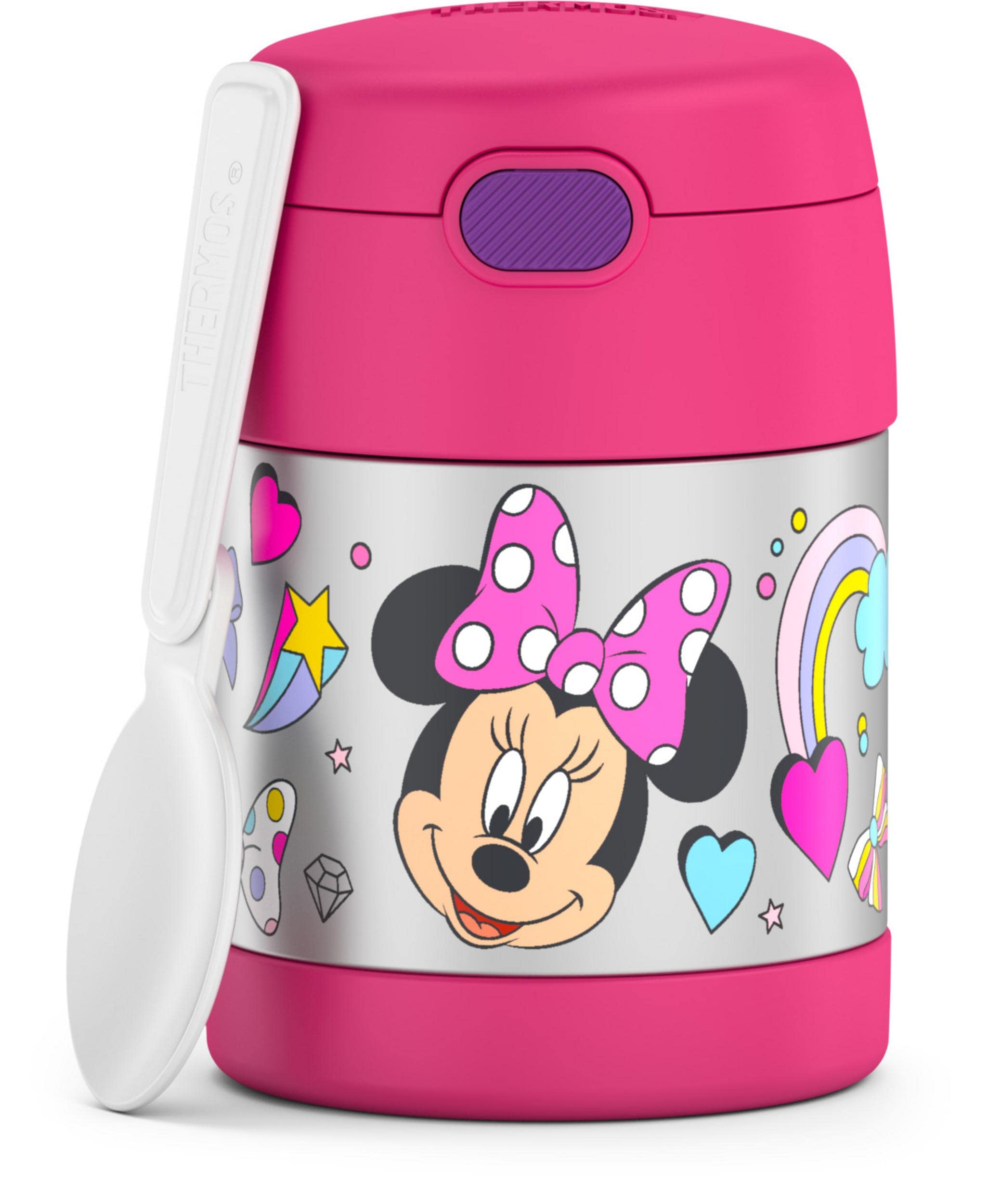 Thermos Funtainer Insulated Food Jar, 10 Ounce, Kid Friendly Food Jar With Foldable Spoon, Preschool Minnie
