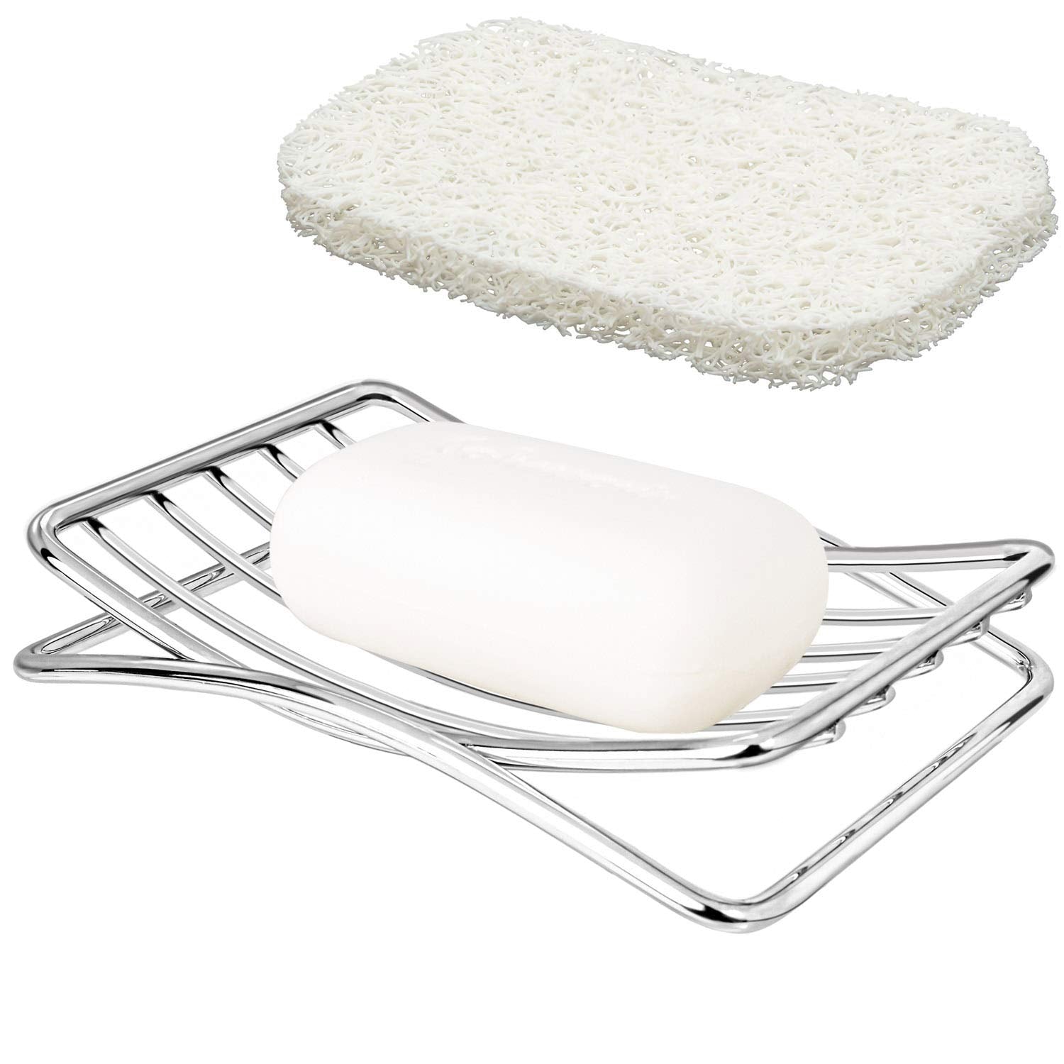 Guukar Soap Dish Stainless Steel Bar Soap Holder For Shower Bathroom, Self-Draining Soap Dishes Sponge Holder For Kitchen Sink,