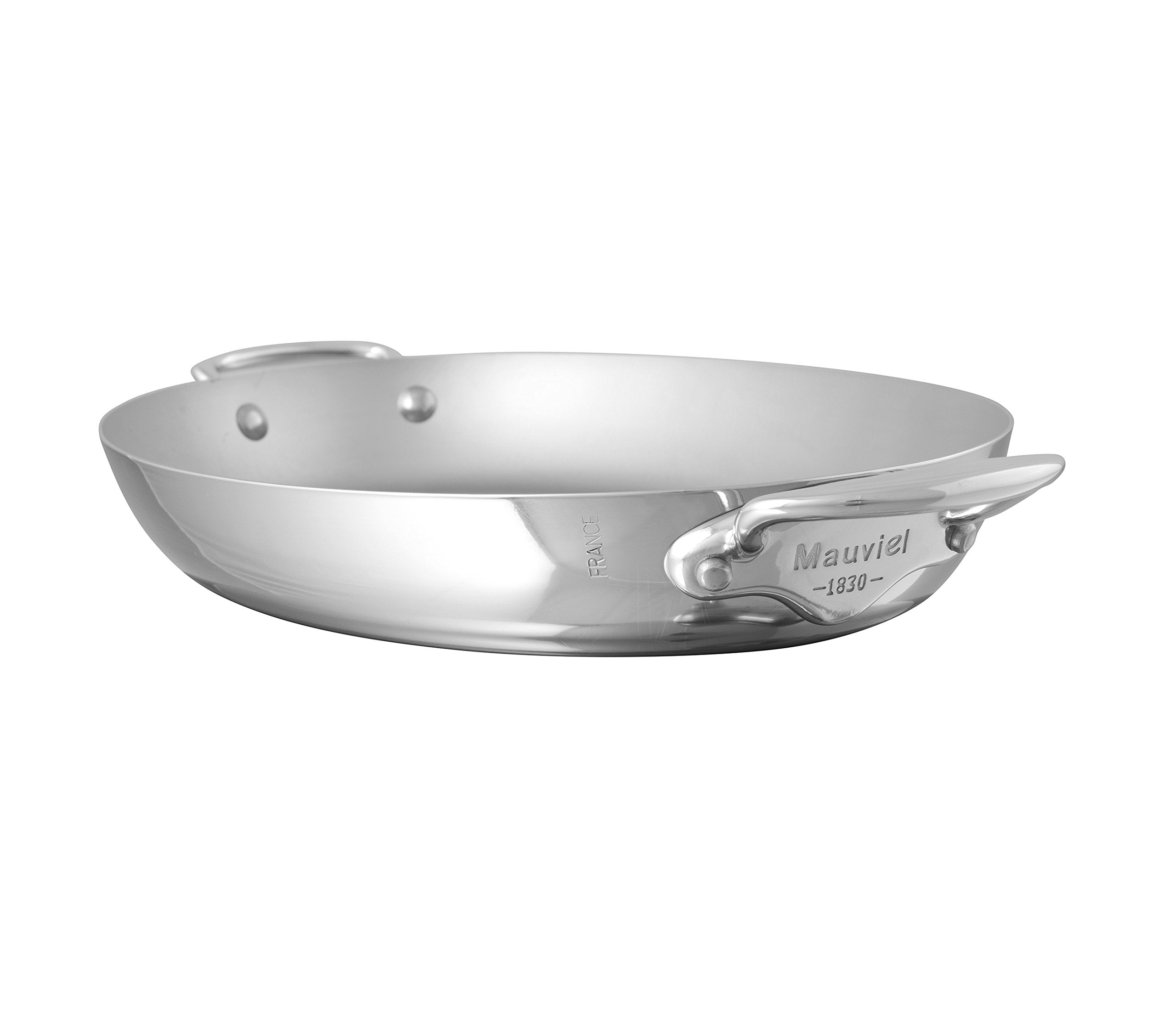 Mauviel MCook 5-Ply Polished Stainless Steel Oval Pan With Cast Stainless Steel Handles, 11.8-in, Made In France