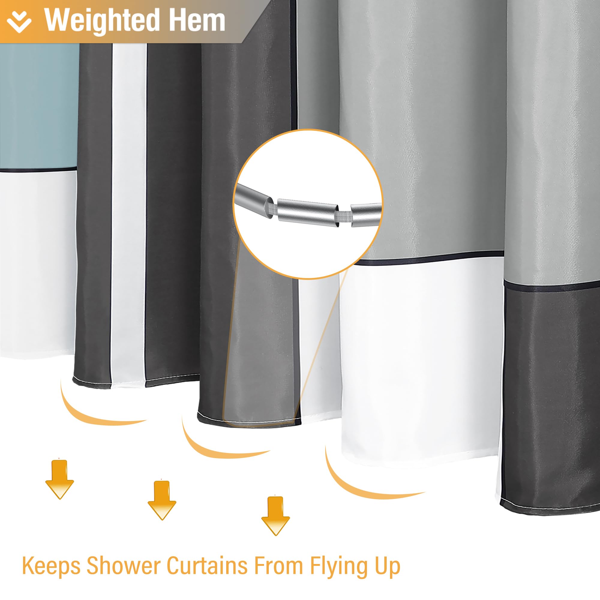 Bttn Extra Long Shower Curtain - 72X84 Inch Long Geometric Decorative Fabric Shower Curtain Set With 12 Plastic Hook, Water Repe