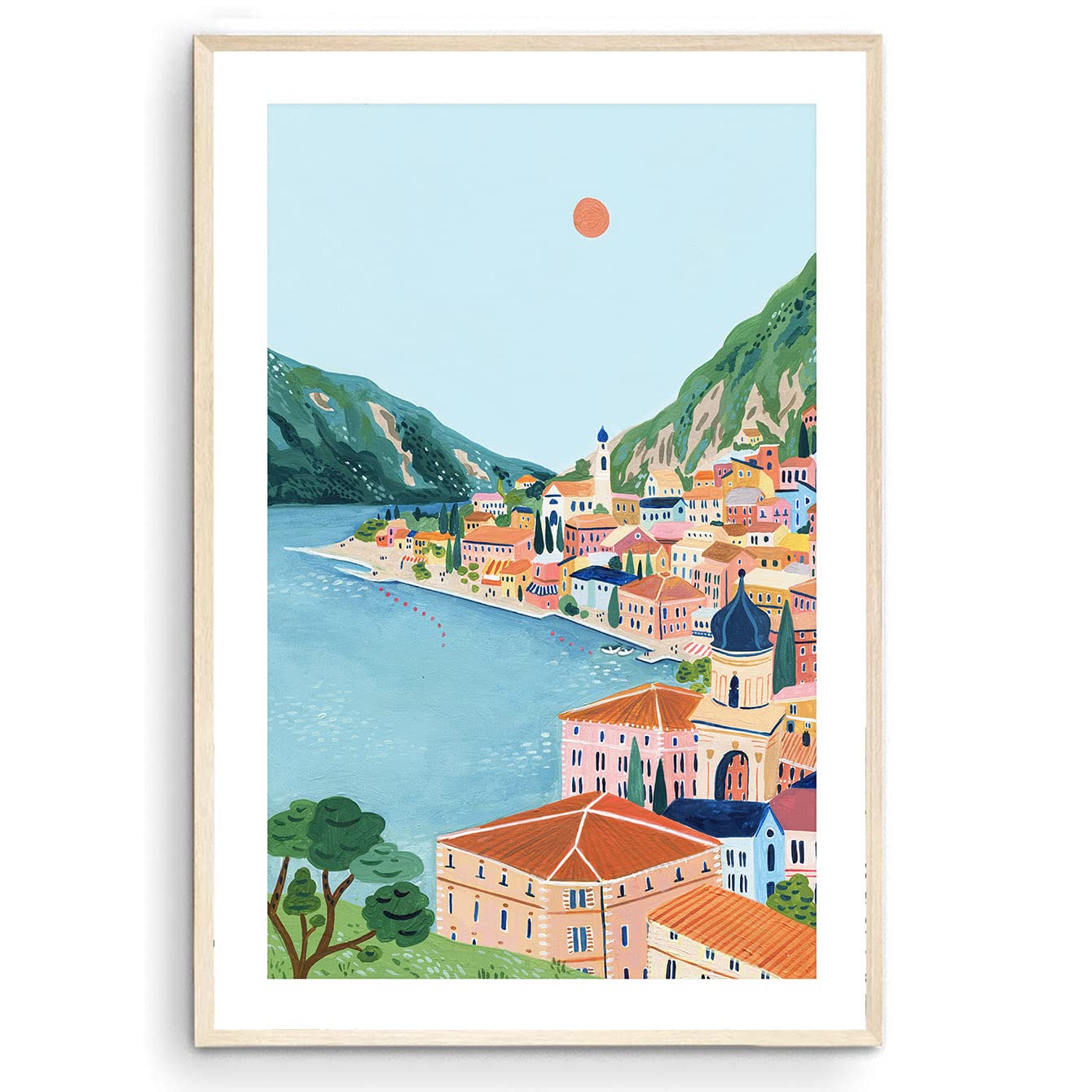 Nationcog Lake Garda Travel Print, Italy Art Print, Travel Gift, Travel Poster, Europe Print, Italian Lakes, Northern Italy, Hou