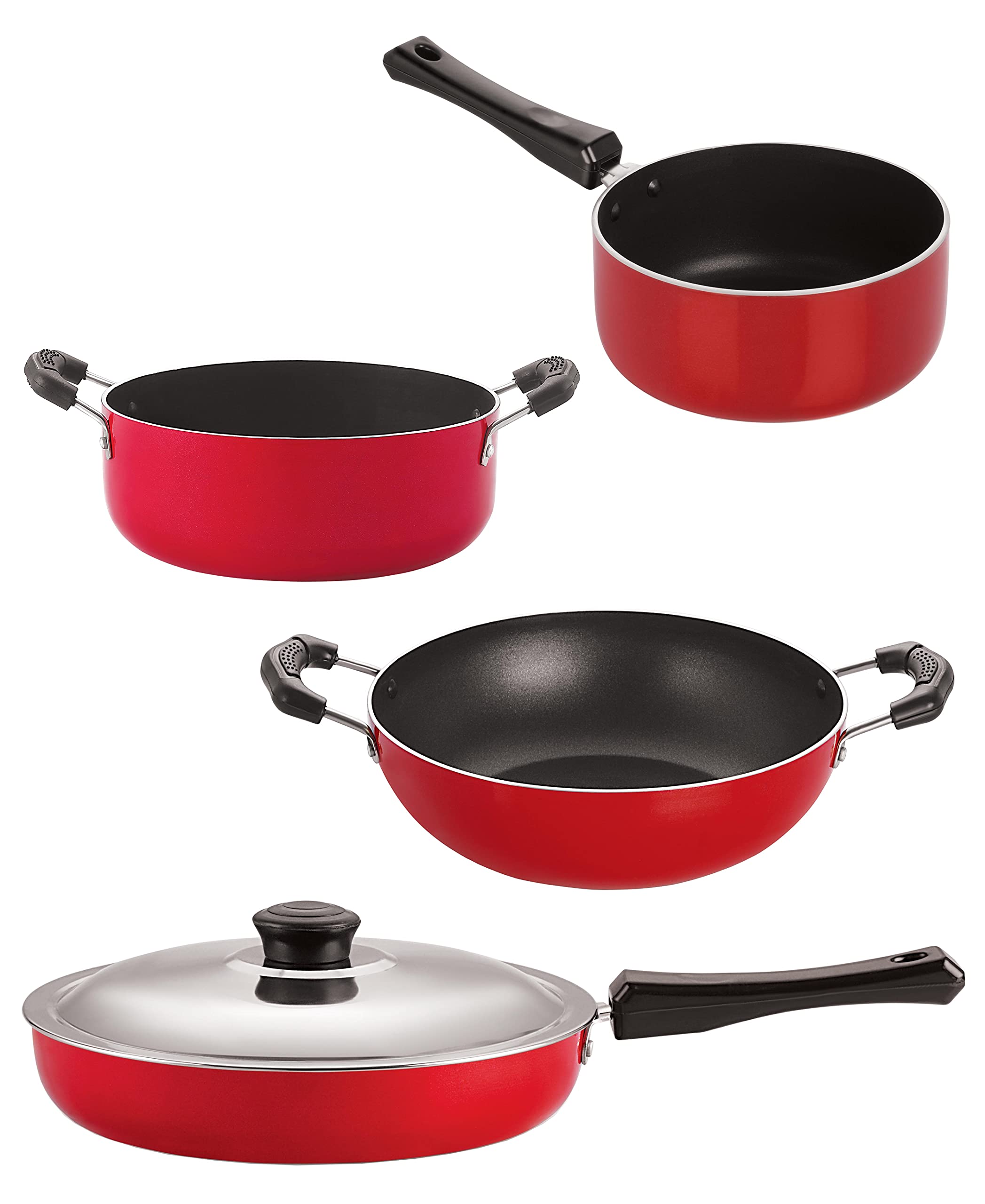 Nirlon Non Stick Coated Heat Resistance Pfoa Free Aluminium Kitchenware Gift Set Of 4 Pieces (Fp12_Kd11_Sp(B)_Cs24)