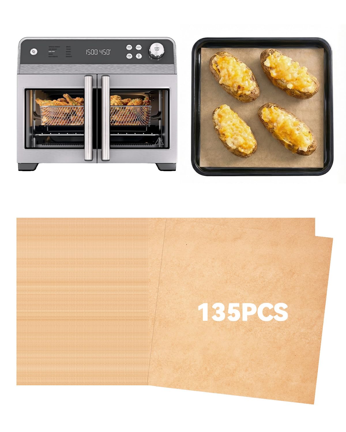 135PCs Air Fryer Parchment Paper Liners for Ninja French Door Premier FO101