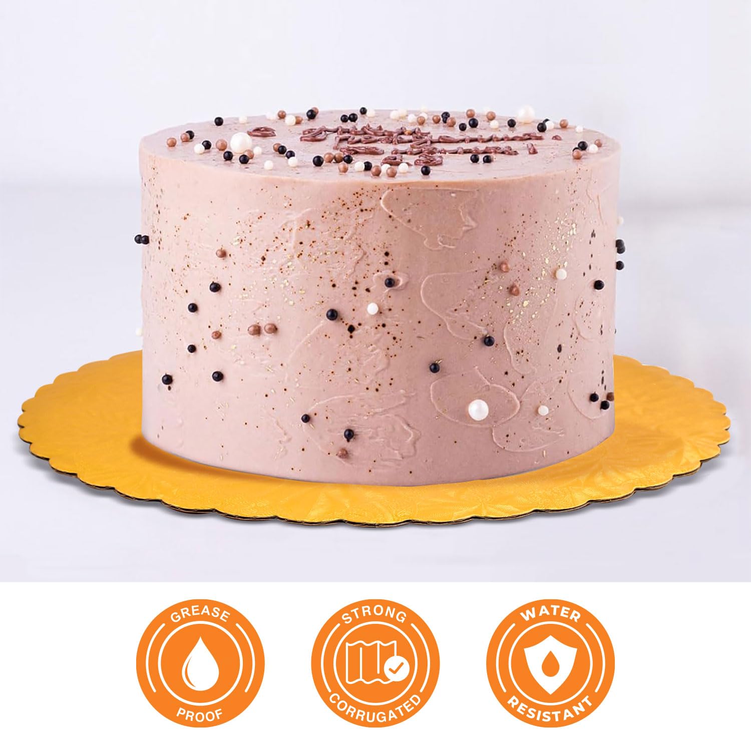 12'' Gold Scalloped Edge Cake Boards, 12 Ct