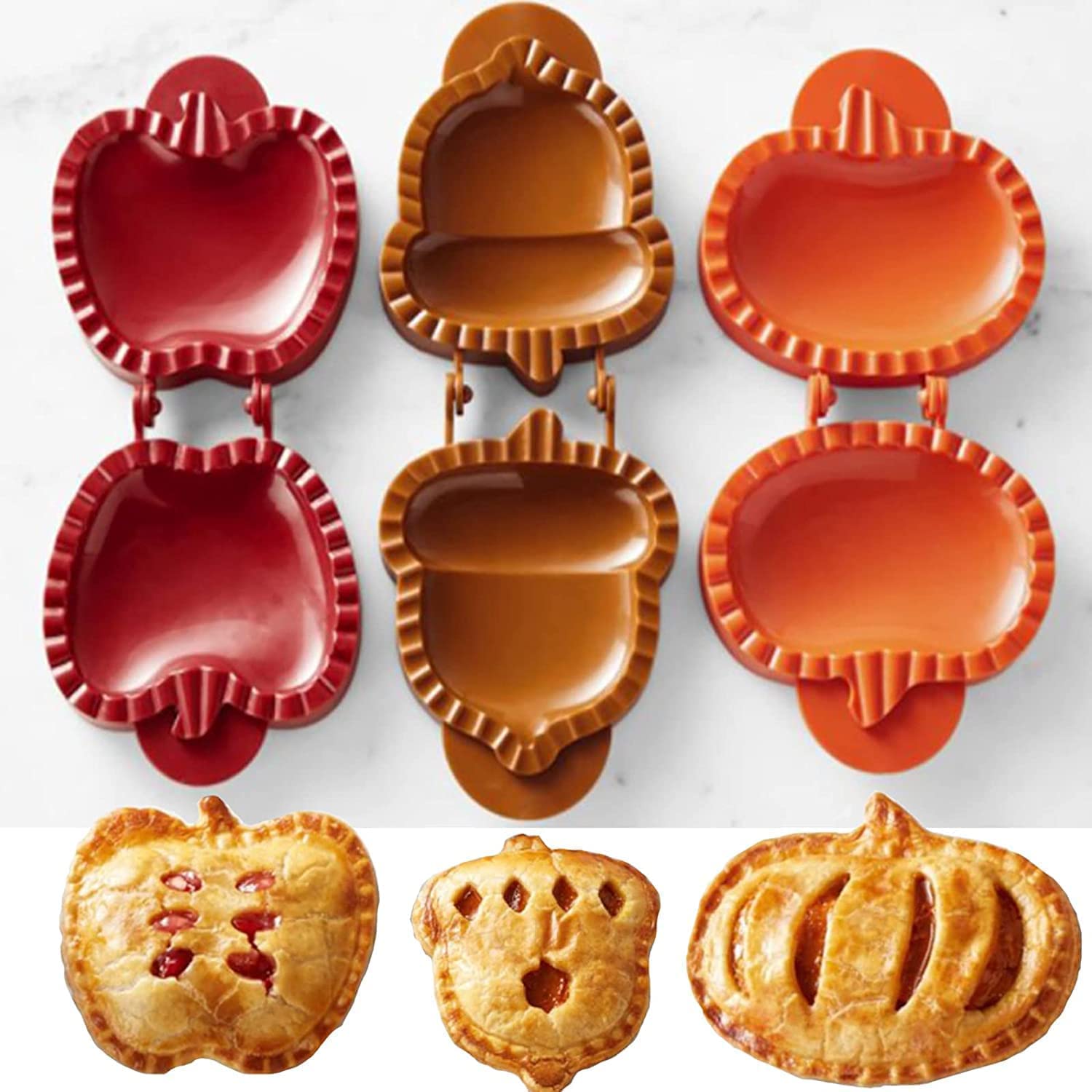 3 Pieces Dough Presser Pie Molds, Party Potluck Hand Pie Molds, Fall Apple Pumpkin And Acorn Shapes Mini Pocket Pie Maker