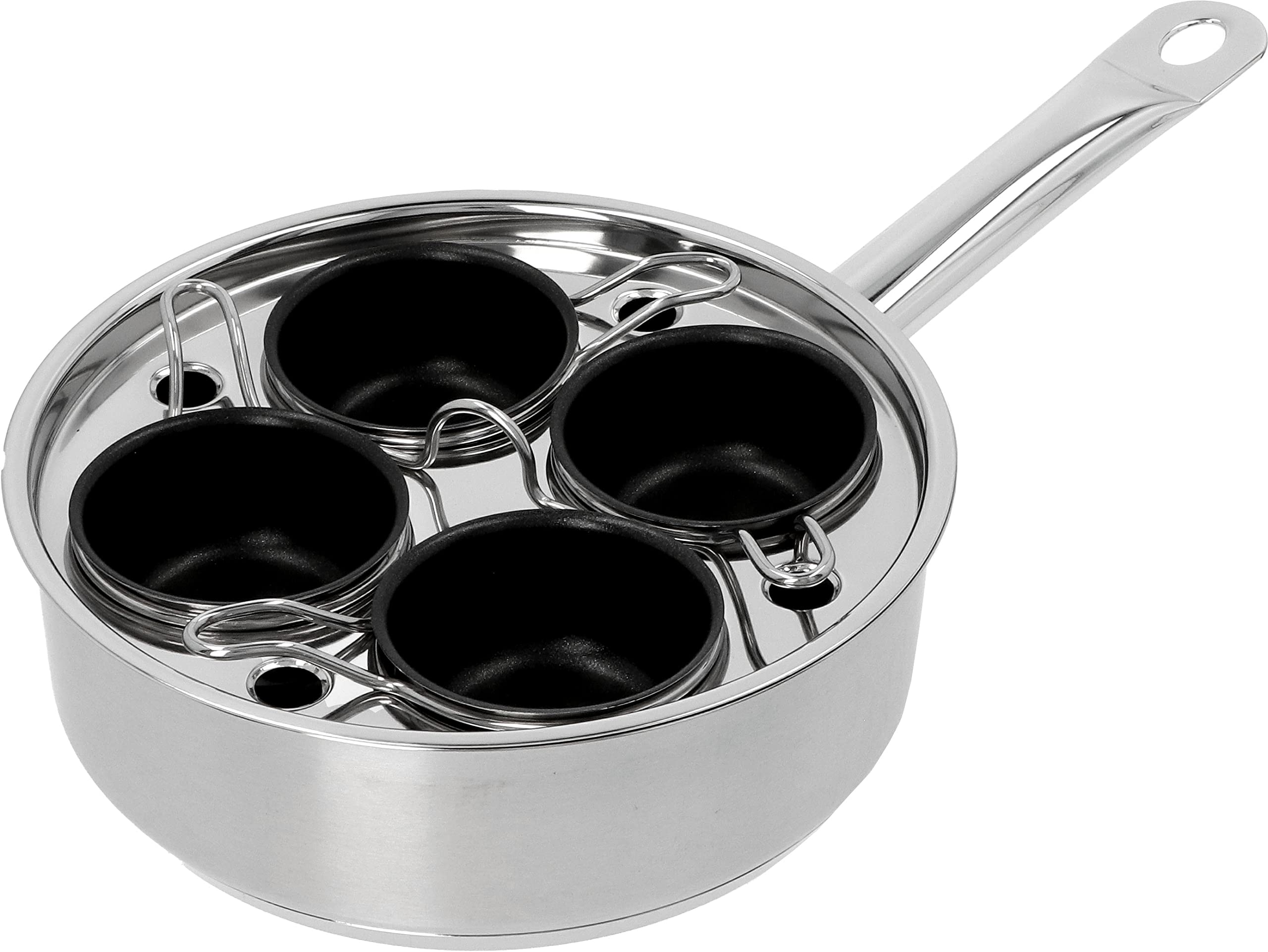 Demeyere Resto 18/10 Stainless Steel Stovetop Egg Poacher Set, 4 Removable Cups, Induction Compatible, Dishwasher Safe