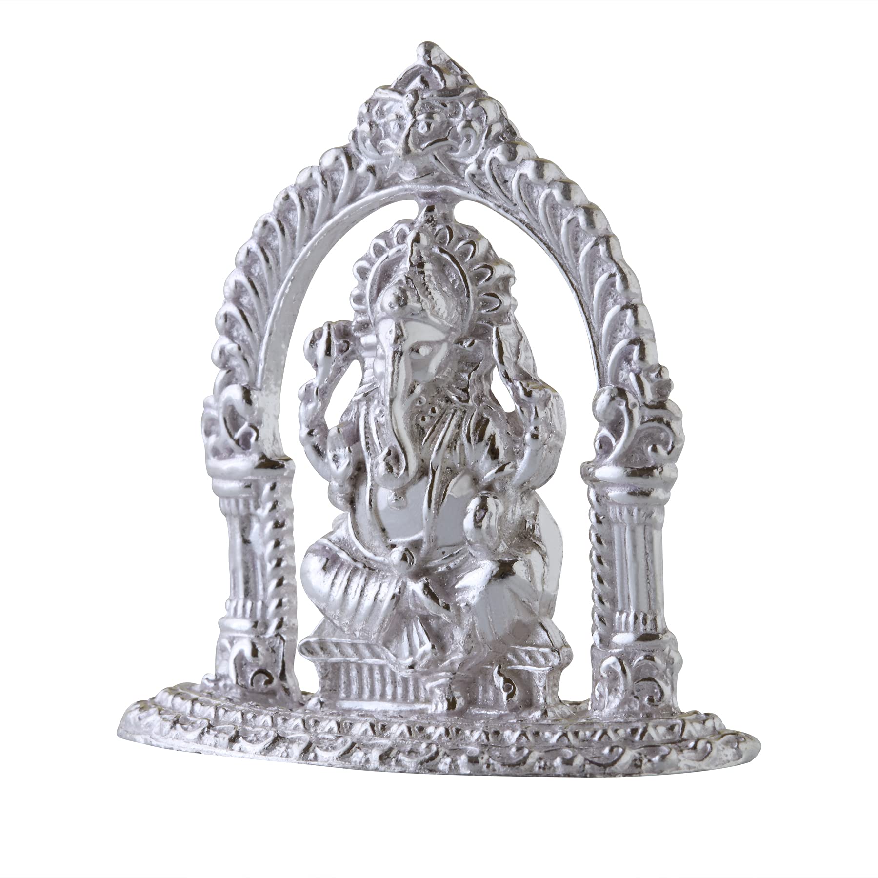 Prd Caratcafe Lord Ganesh Idol Pure Silver 925 2D Solid Murti For Car Dashboard Pooja, Temple, Good Luck Gift & Home Decor (Nt W